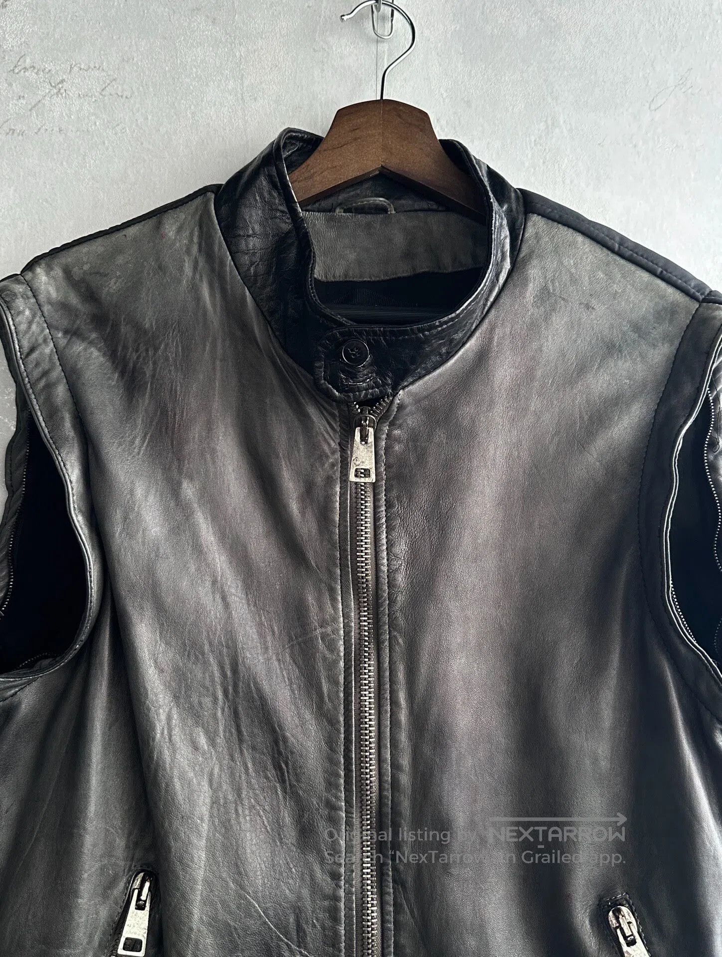Dacute dacute size50 Dyed and aged leather vest with patchwork des Size US M / EU 48-50 / 2 - 3 Thumbnail