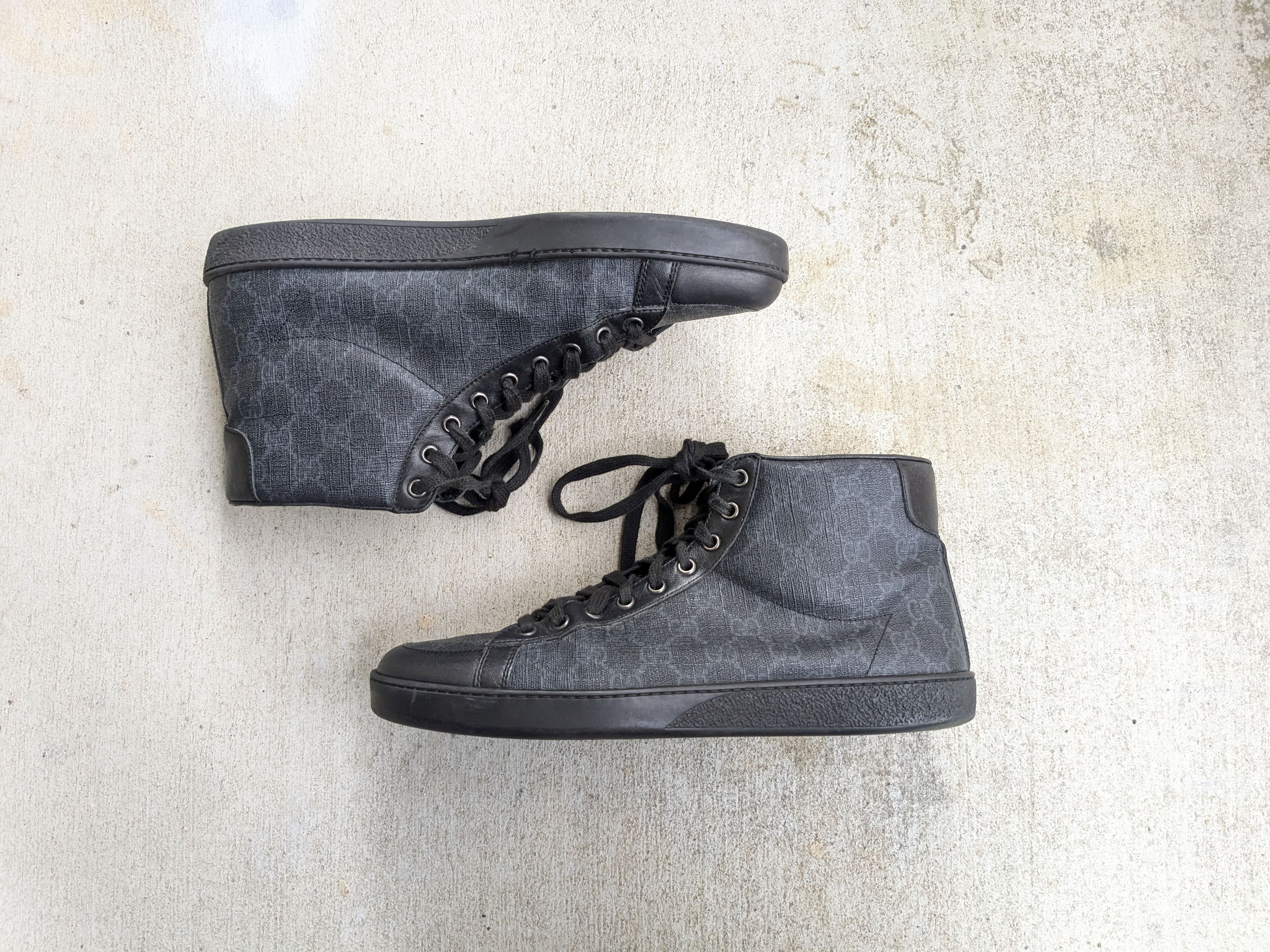 Gucci Gucci Sneakers Black Monogram High 10 Leather Canvas Size US 10 / EU 43 - 1 Thumbnail