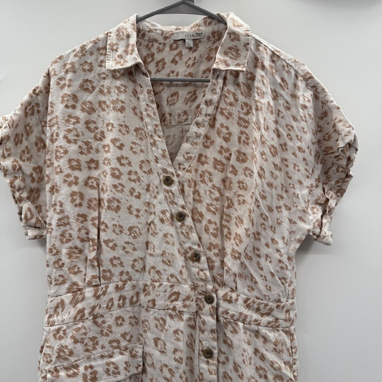 Joie Joie Coady 100% Linen Leopard Animal Print Midi Dress Sz L Size L / US 10 / IT 46 - 3 Thumbnail
