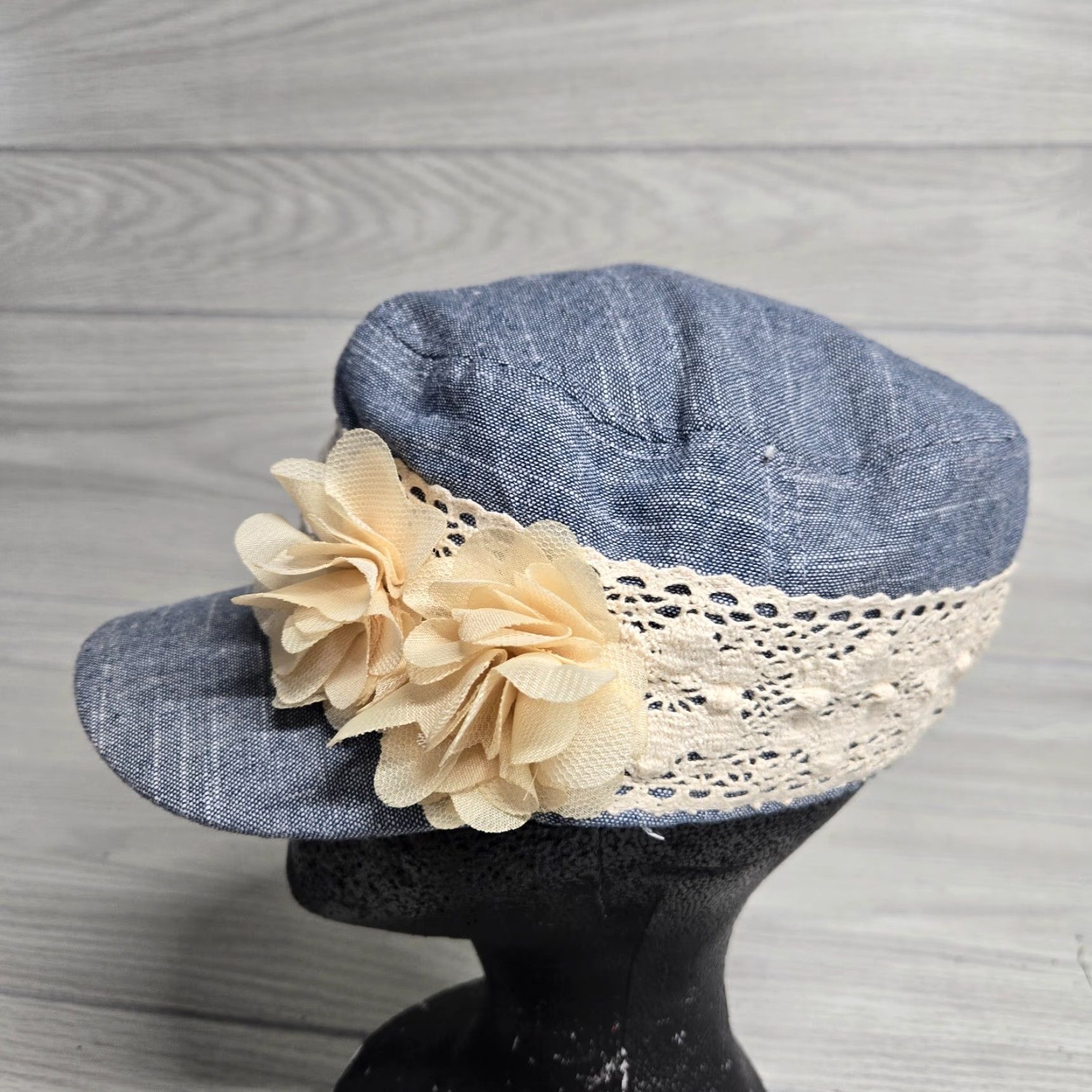 Vintage Elastafit D&Y Blue Hat Cap Floral Adult Women's Baseball Cap Unisex Floral Pattern Blue Hat Cap Ladies Women Size ONE SIZE - 2 Thumbnail