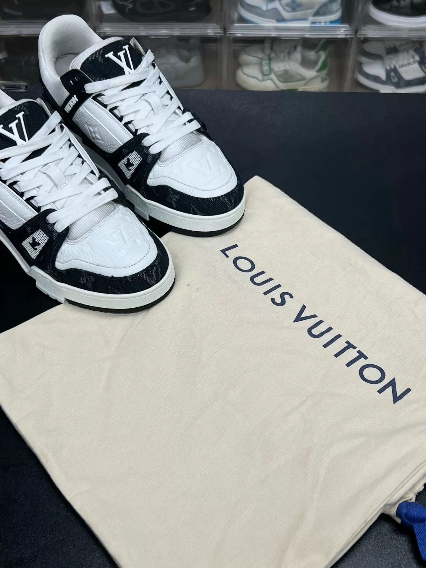 Louis Vuitton LV Trainer Black White Denim UK3.5/37.5 LN Dust Bag Size US 7 / IT 37 - 9 Thumbnail