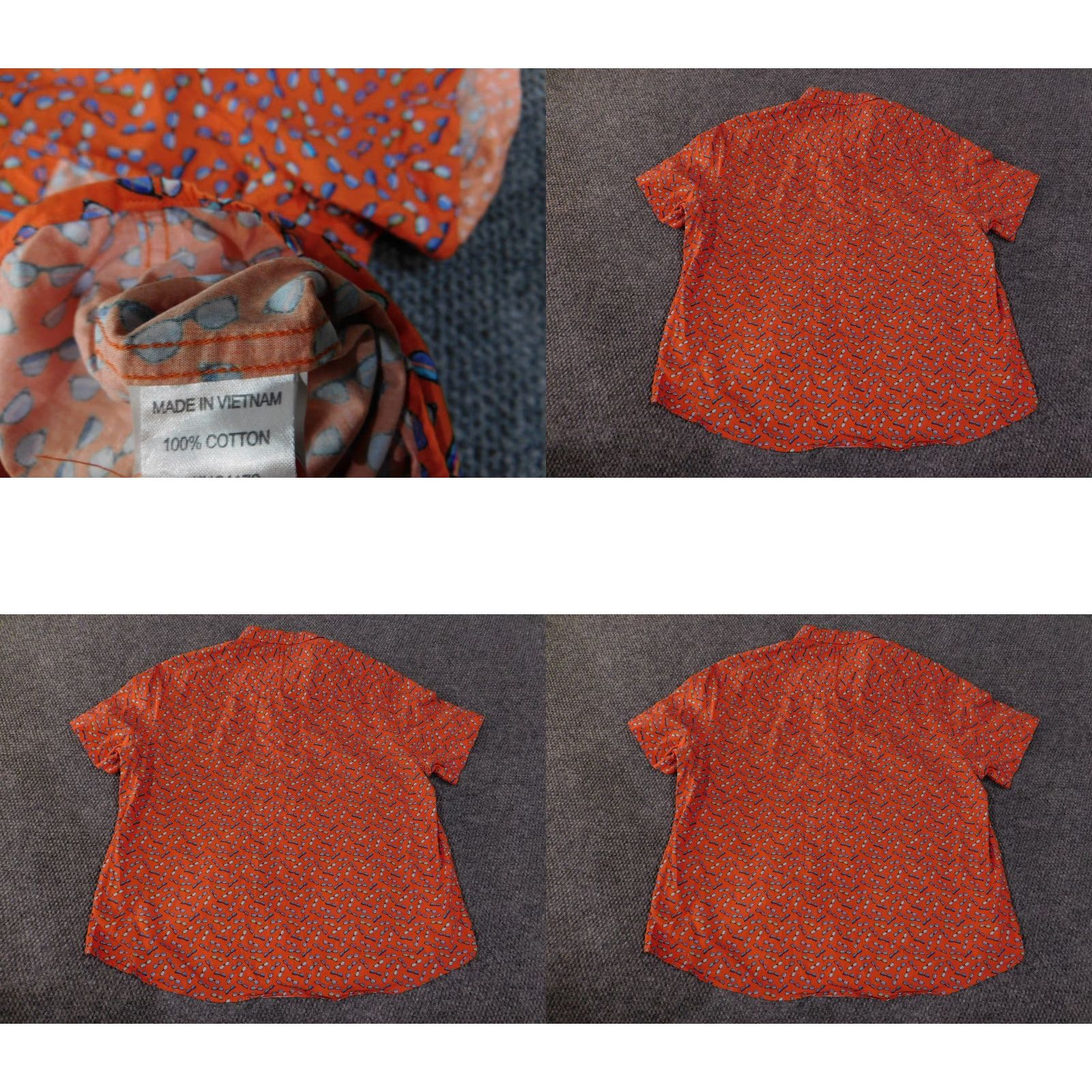 Johnston & Murphy Johnston & Murphy Shirt Mens 2XL Orange Geometric Print Casual Button-Front Short Sleeve Collared Valley of American Theme Mens Size US XXL / EU 58 / 5 - 8 Thumbnail