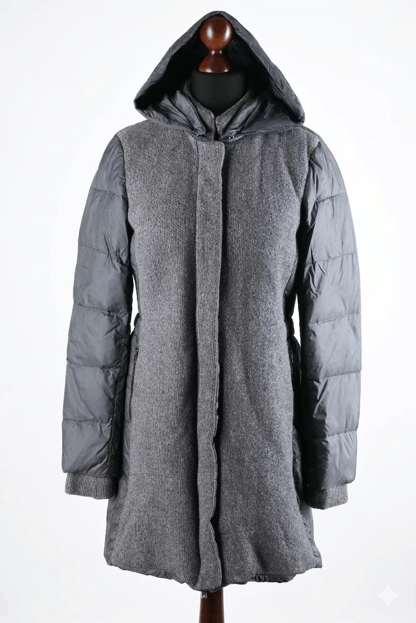 Other Women's Lorena Antoniazzi Down Padded Wool Knit Hooded Coat Size L / US 10 / IT 46 - 1 Thumbnail