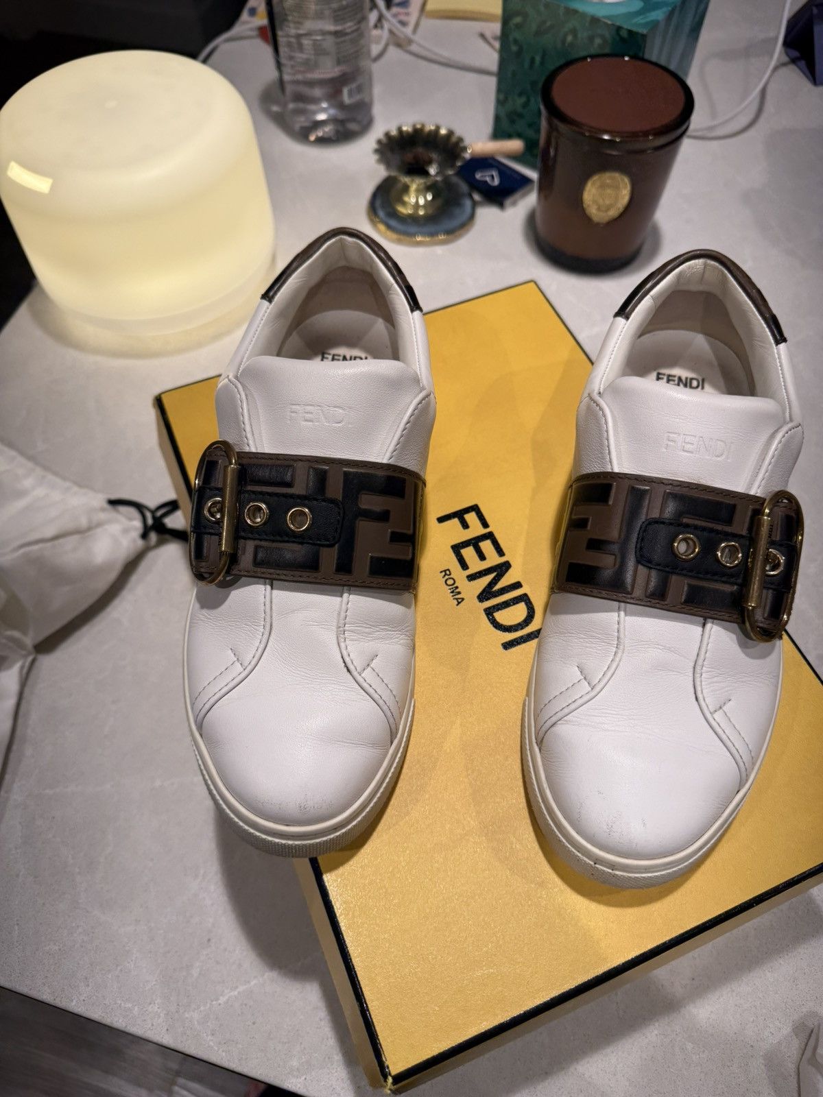 Fendi Fendi Vitello FF Embossed Womens Slip On Sneakers Size US 6.5 / IT 36.5 - 1 Thumbnail