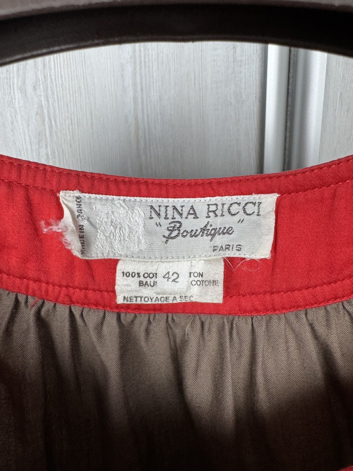 Nina Ricci × Vintage NINA RICCI Boutique Vintage brown red collar cotton blouse Size M / US 6-8 / IT 42-44 - 5 Thumbnail