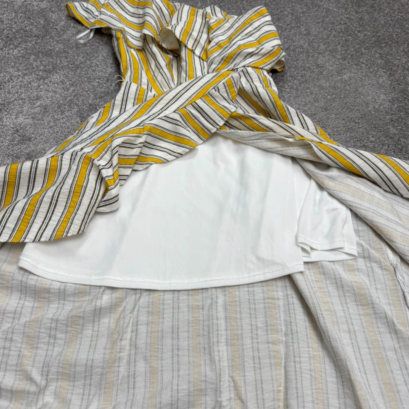 Lulus Lulus High Tide Striped One Shoulder Midi Dress Women Small Yellow Ruffle Hi-Low Size S / US 4 / IT 40 - 5 Thumbnail