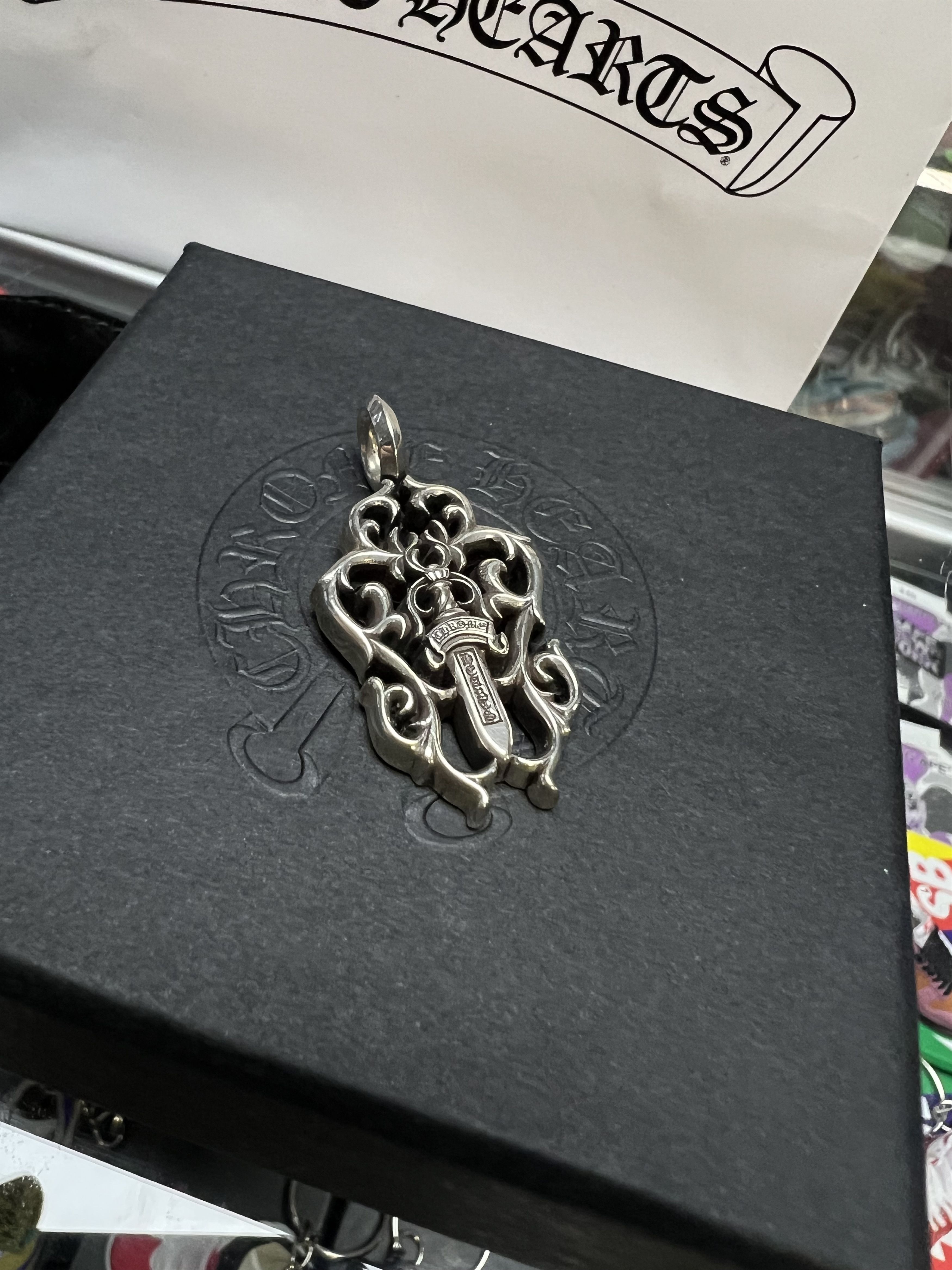 Pre-owned Chrome Hearts Vine Dagger Pendant In Silver