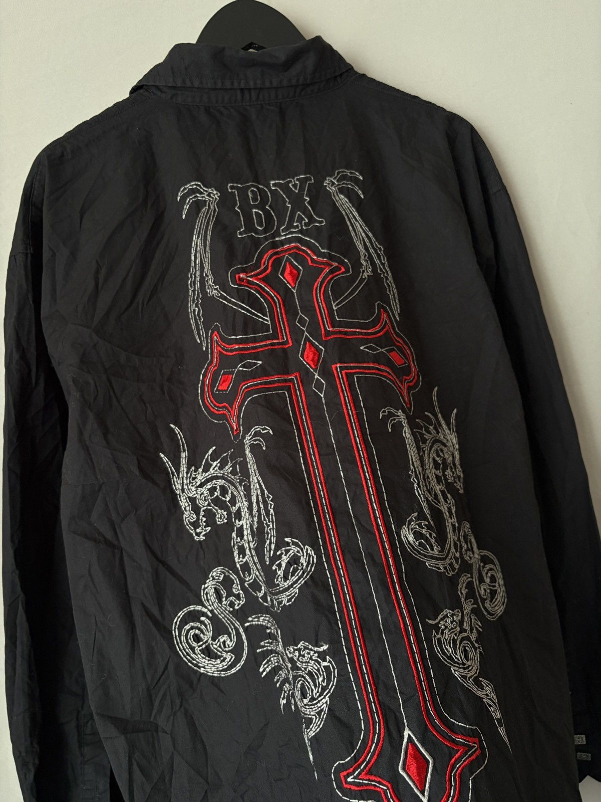 Other Gothic Vampire Alt Embroidered Cross Shirt Size US XL / EU 56 / 4 - 10 Thumbnail