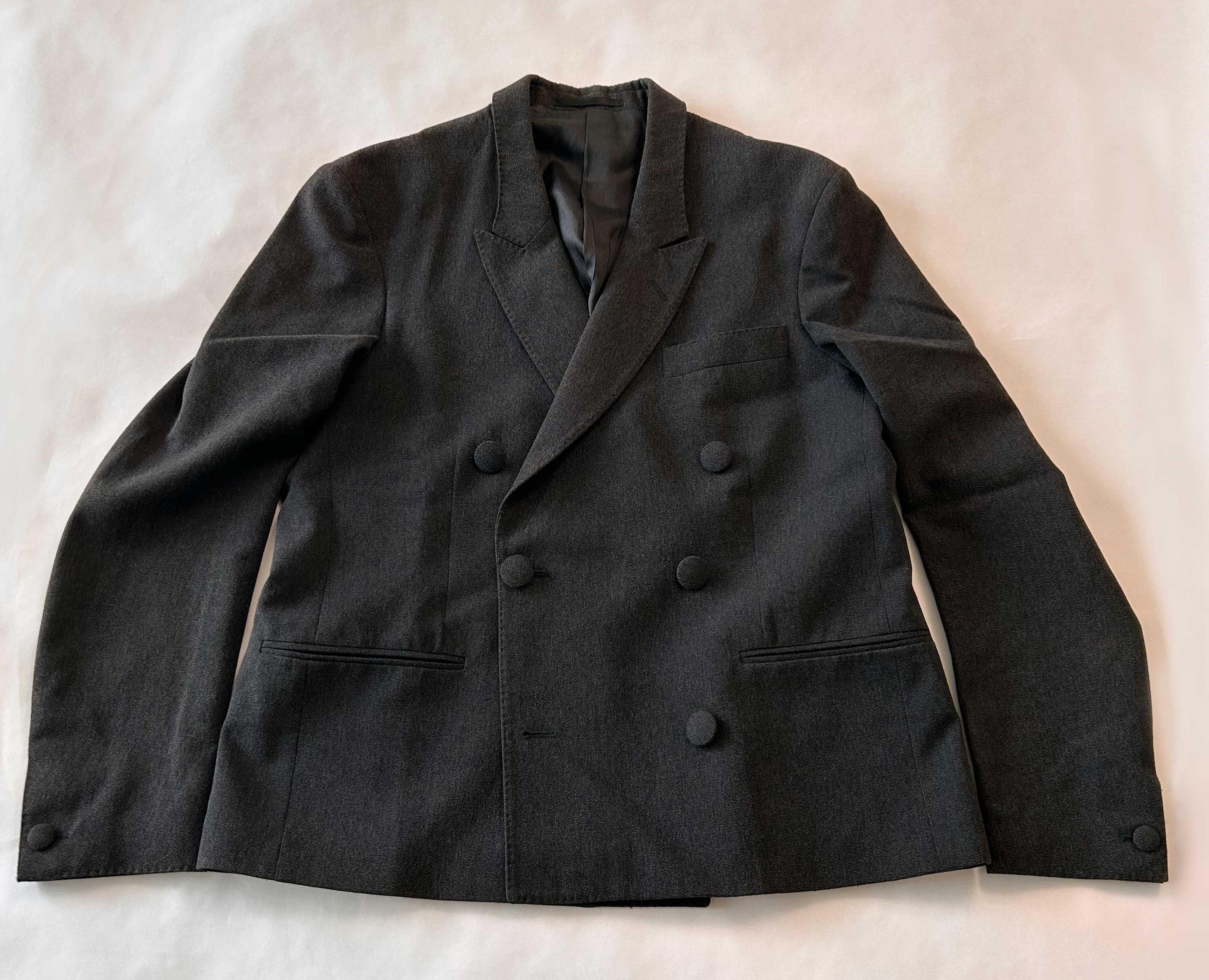 Acne Studios Anthracite wool combination double breasted blazer Size 50S - 1 Thumbnail