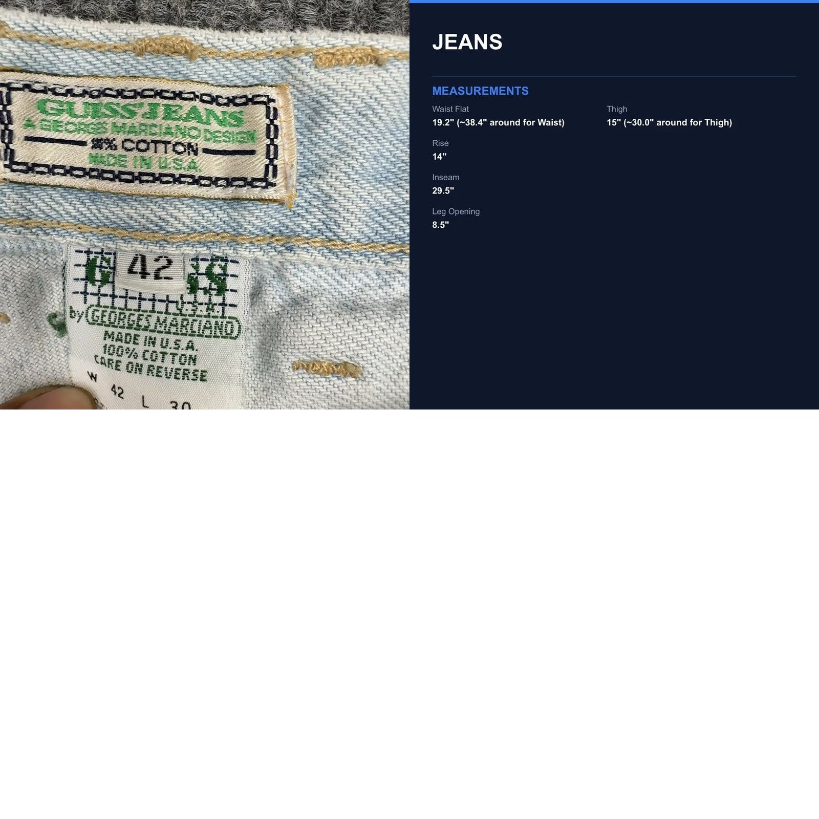 Guess Vintage Guess Jeans Mens 42 Light Blue High Rise Relaxed Tapered Made in USA Size US 42 / EU 58 - 8 Thumbnail