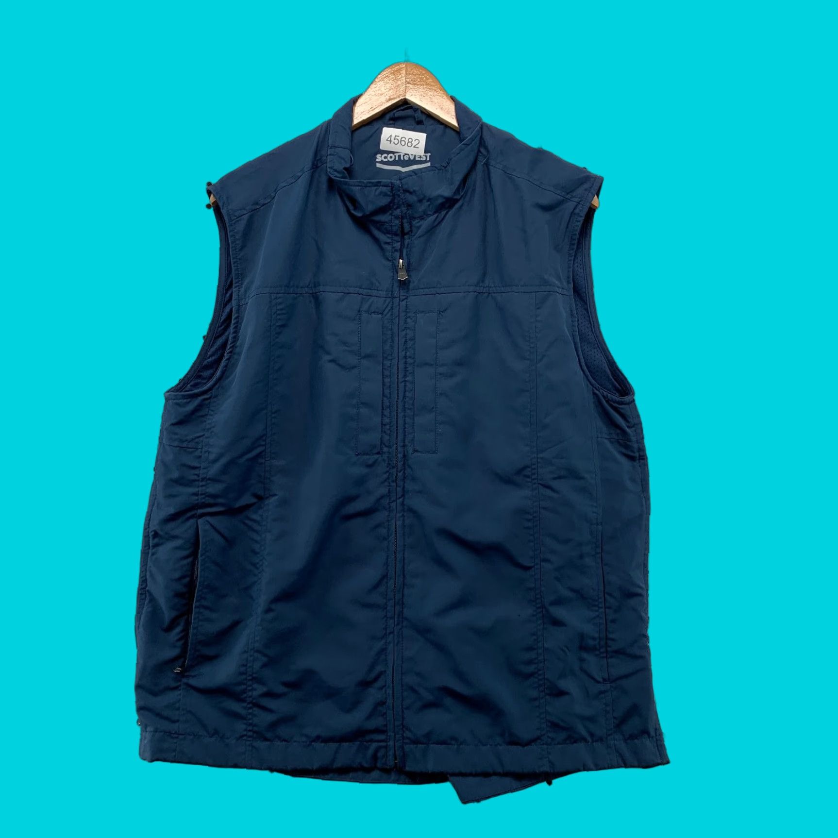 SCOTTeVEST RFID Travel Vest Men Large Blue TEC Pocket Outdoor Hike Photographer
