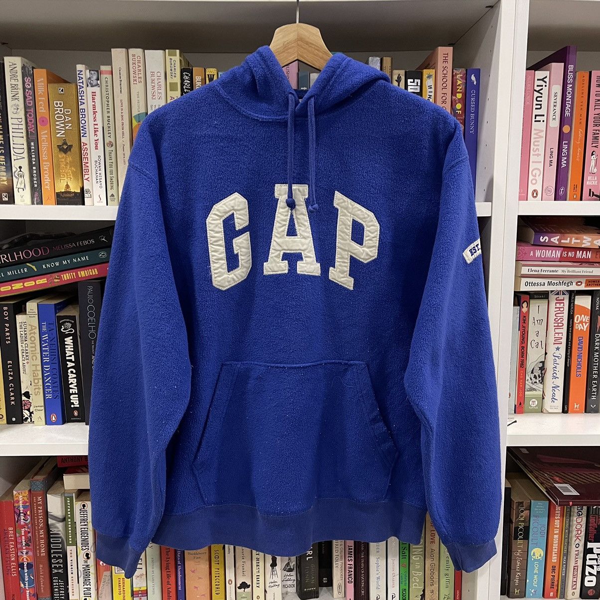 image of Gap Spell Out Fleece Pullover Hoodie in Blue, Men's (Size Small)