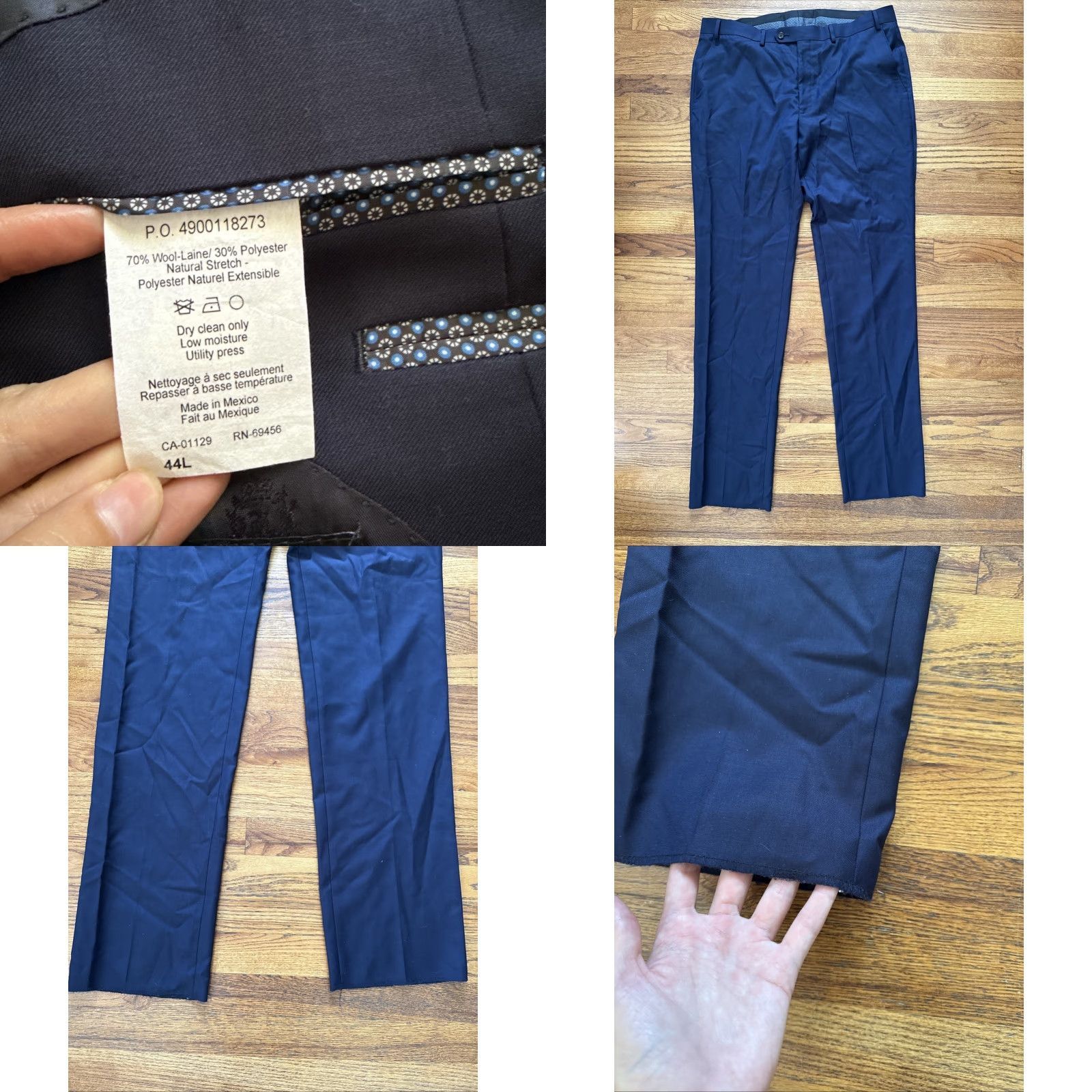 Ralph Lauren Ralph Lauren Black Label Mens Navy Blue Suit 44L 2 Piece Wool Wool Jacket Flat Front Athletic Regular 2 Button 4-Button Sleeve Jeans? Size 44R - 9 Thumbnail
