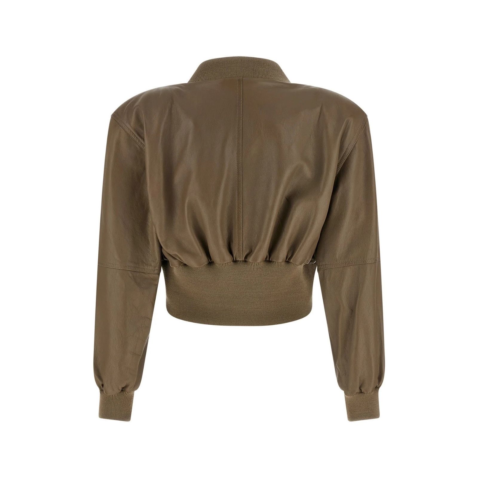 Chloe CHLOE Cropped Brown Bomber Leather Jacket New & Authentic (W Size M / US 6-8 / IT 42-44 - 2 Thumbnail