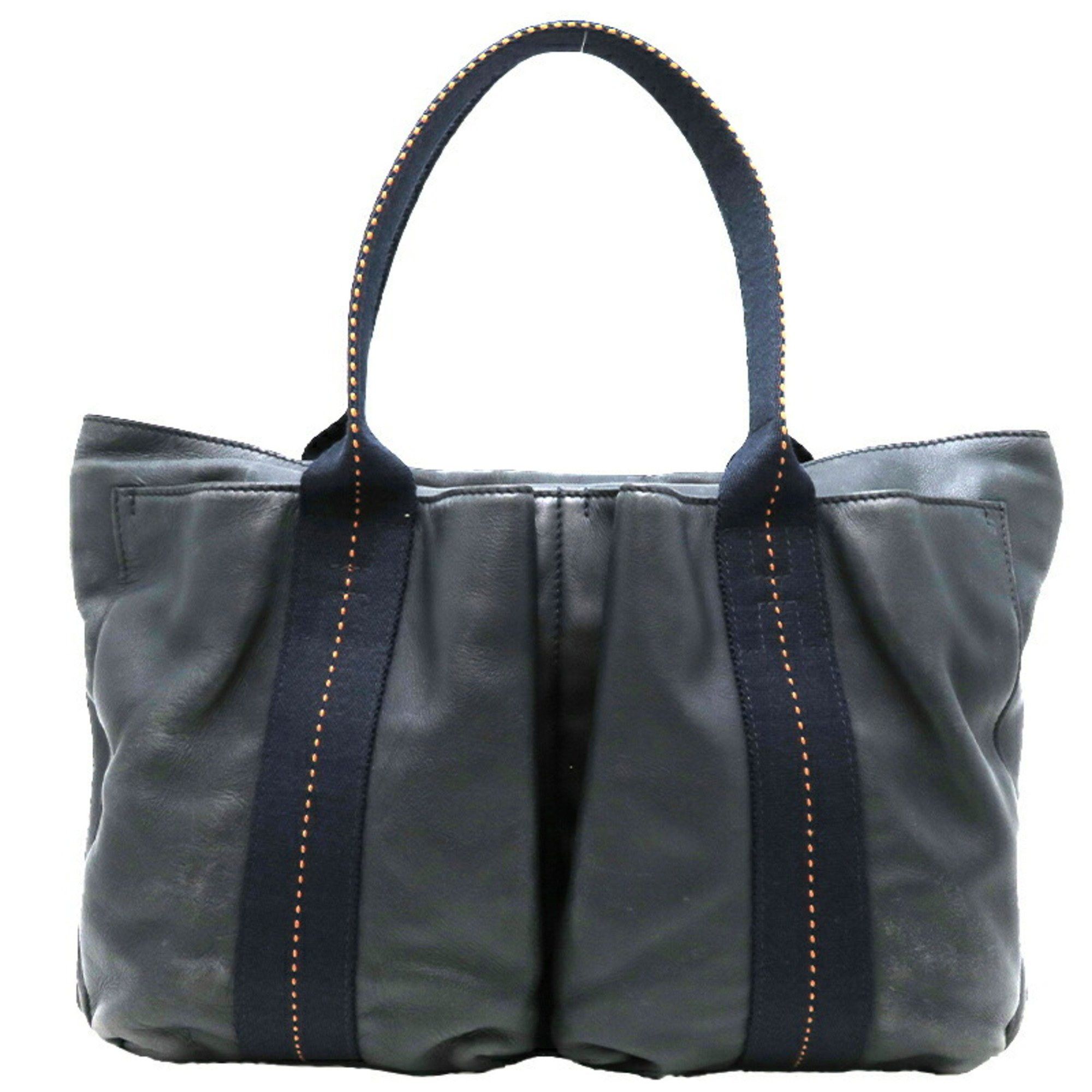 image of Hermes Caravan Horizontal Mm □J Stamp (Made In 2006) Women's Handbag Leather Navy