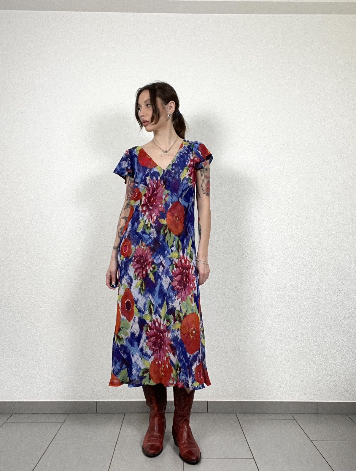 Vintage Vintage Y2K Two-Tone Reversible Floral Dress Size M / US 6-8 / IT 42-44 - 1 Thumbnail