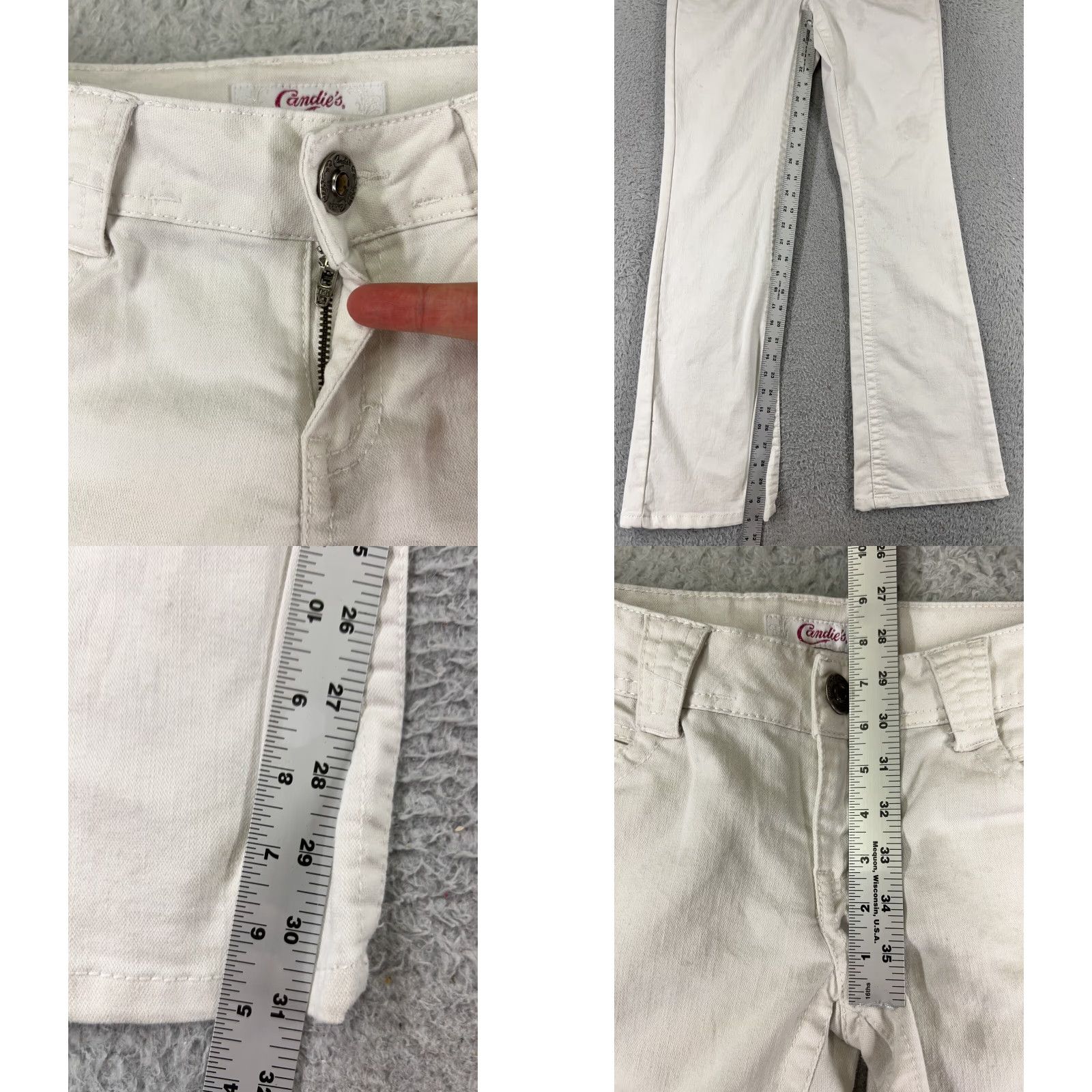 Vintage Candies Jeans Womens 7 White Denim Flared Embroidered Fleur De Lis Aztec Logo 5-Pocket Regular Jeans Womens Accessories Size 28" / US 6 / IT 42 - 8 Thumbnail
