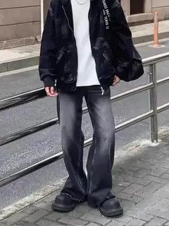 Japanese Brand VIBE Vintage raw edge wide leg straight jeans trousers Size US 34 / EU 50 - 4 Thumbnail
