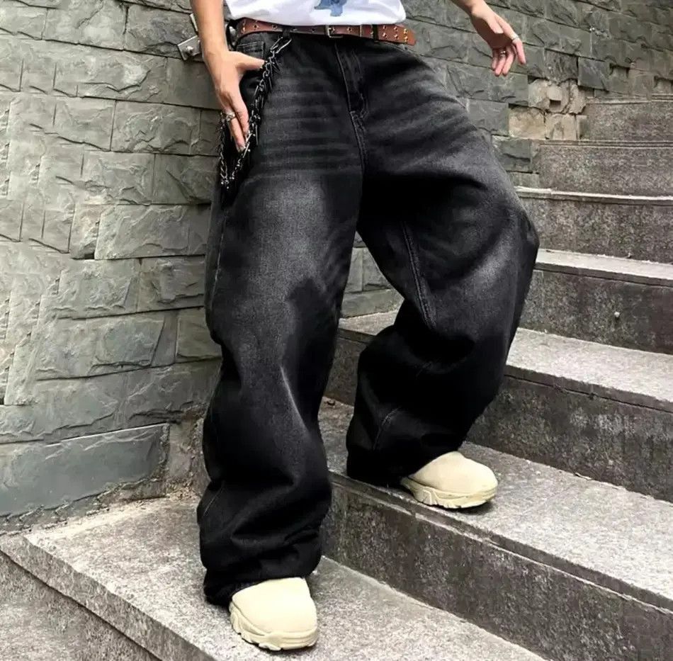 Japanese Brand Solid Color Classic Style Baggy Washed Jeans Daily Size US 32 / EU 48 - 5 Thumbnail