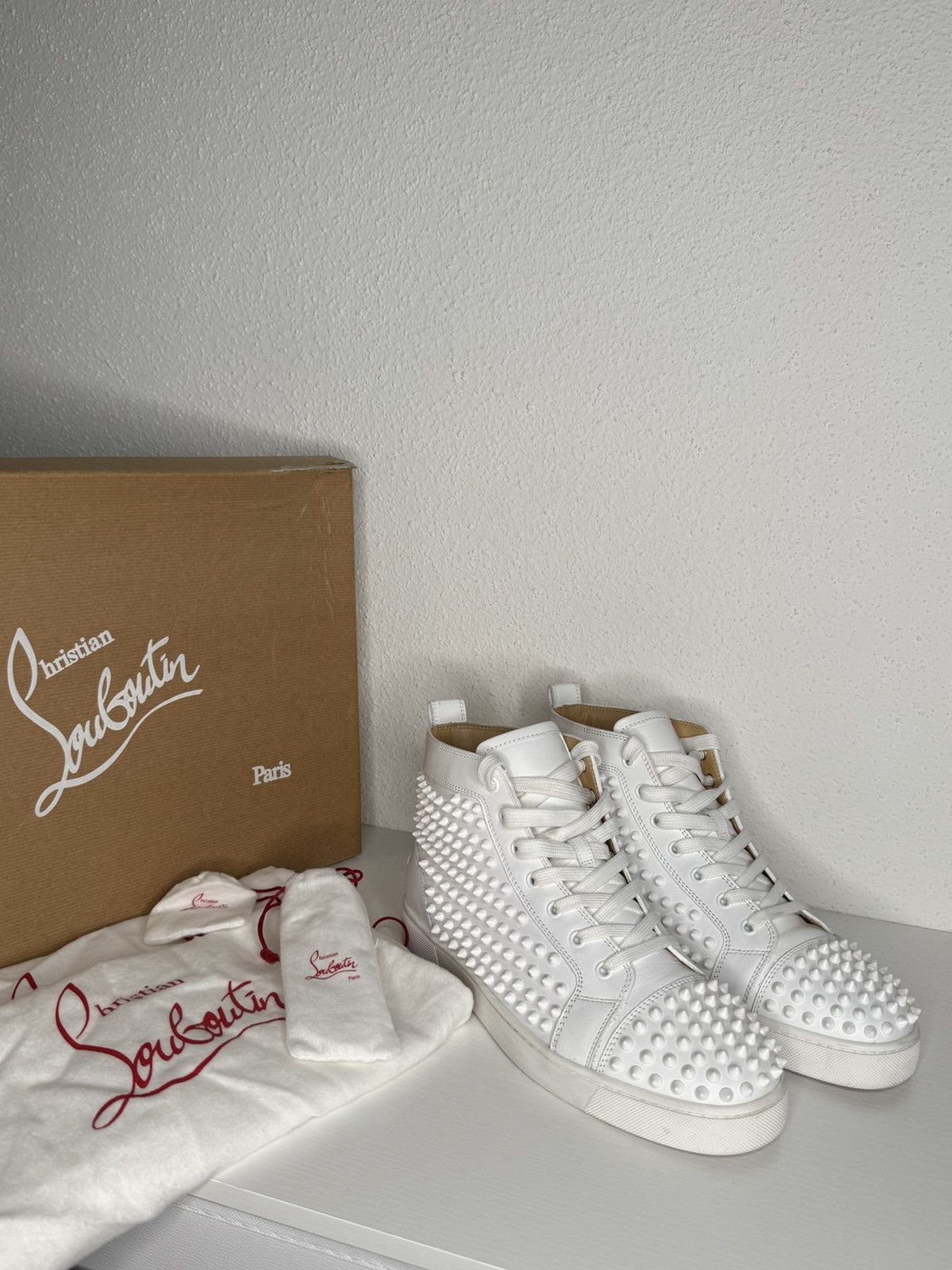 Christian Louboutin Louis Flat Spiked High Top Sneakers