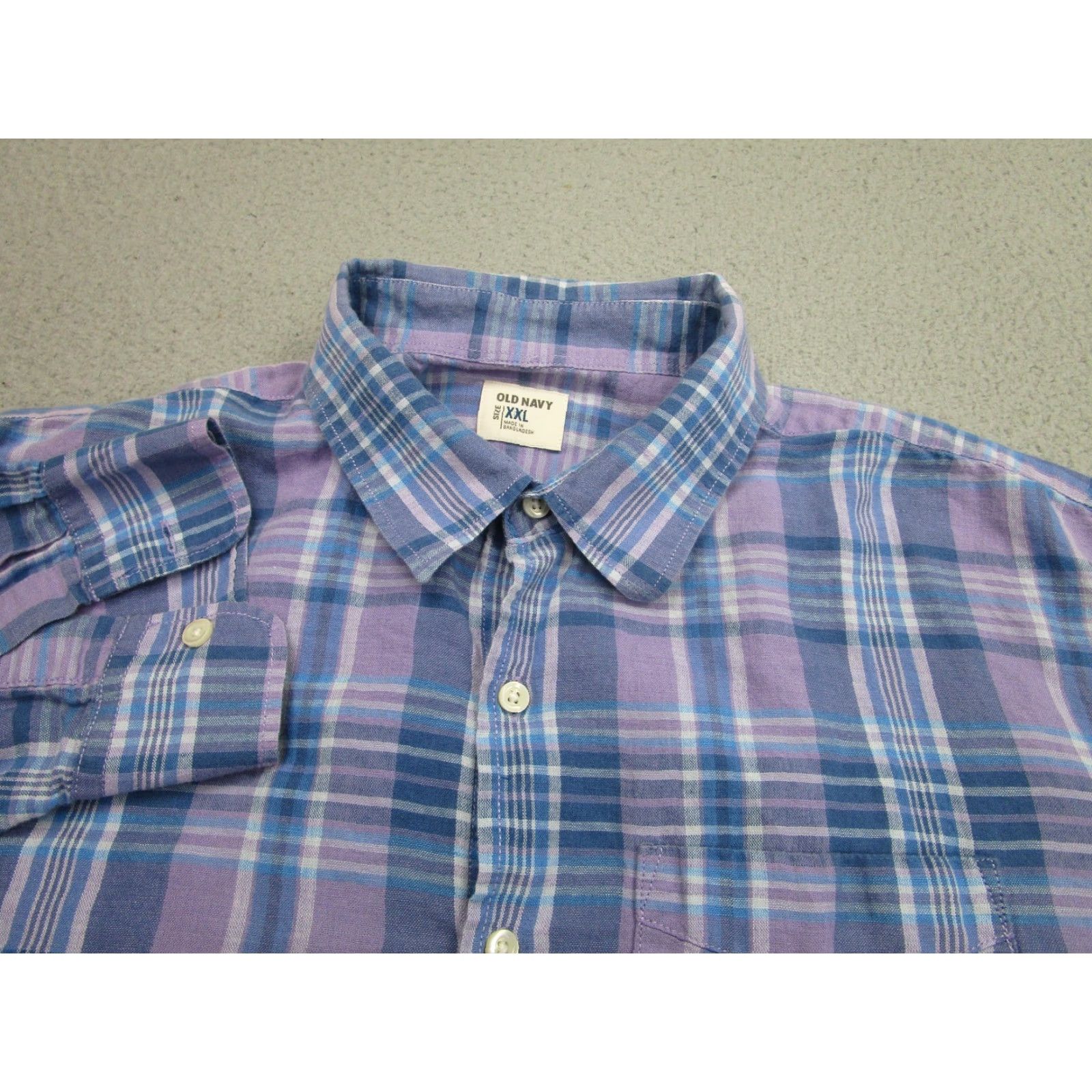Old Navy VINTAGE Old Navy Shirt Mens 2XL Purple Plaid Linen Cotton Long Sleeve Button Front Size US XXL / EU 58 / 5 - 3 Thumbnail