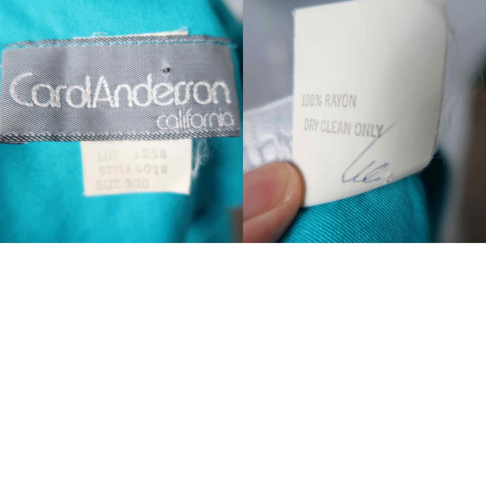 Vintage VINTAGE Carol Anderson Turquoise Blue Sheath Dress 10 Womens 1980s Knee Length Long Sleeves Button Front Rayon Size L / US 10 / IT 46 - 8 Thumbnail