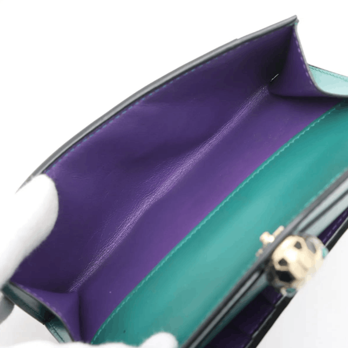 Bvlgari Serpenti Leather Compact Wallet Green x Purple Size ONE SIZE - 5 Thumbnail