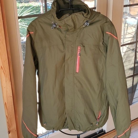 Vintage Lands' End Cinchable Hooded Army Green/Orange Zip Pockets Sz Size US M / EU 48-50 / 2 - 8 Thumbnail