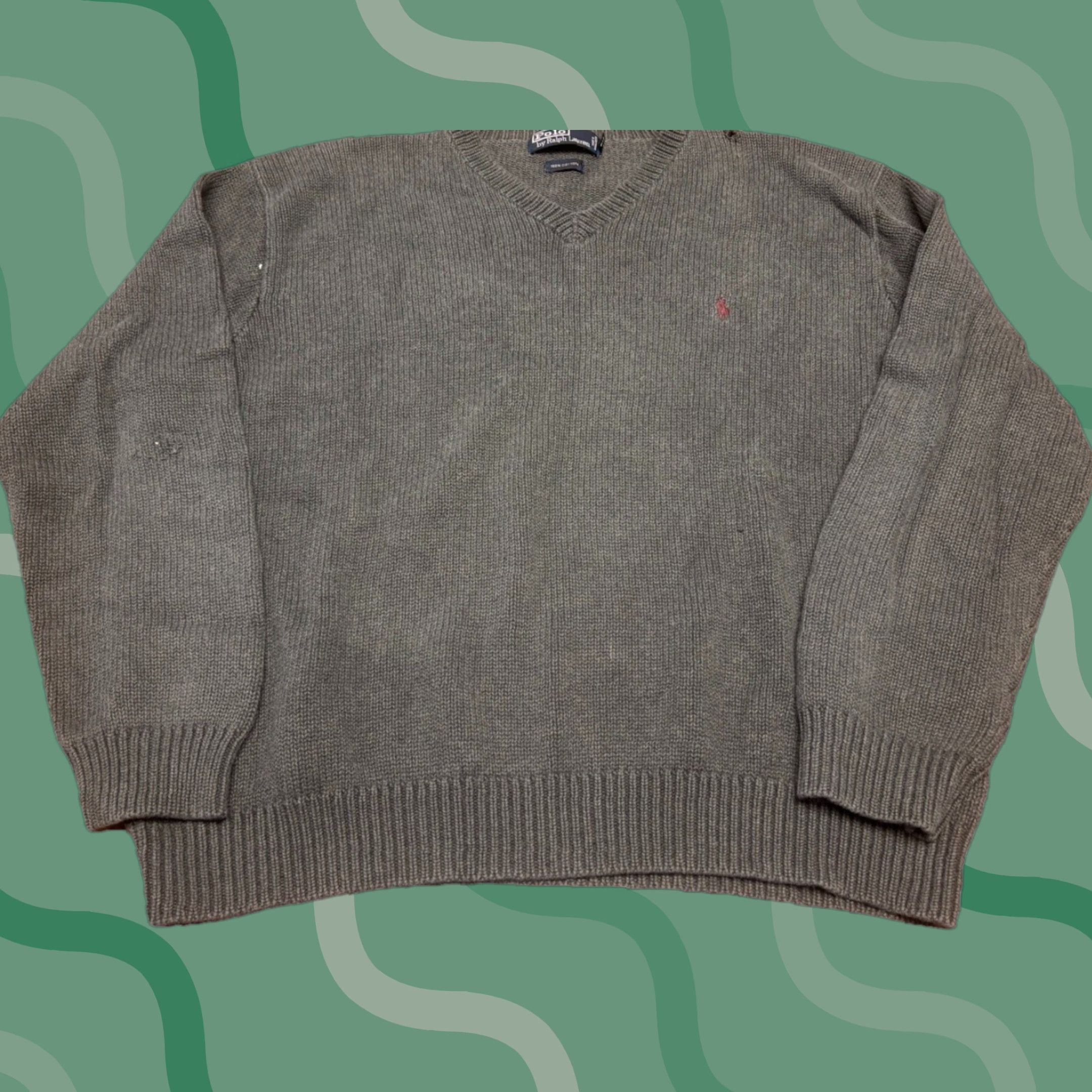Polo Ralph Lauren VINTAGE Polo Ralph Lauren Sweater Pullover Knits Gray XL Mens Pullover Knit Cotton Logo Classic Size US XL / EU 56 / 4 - 1 Thumbnail