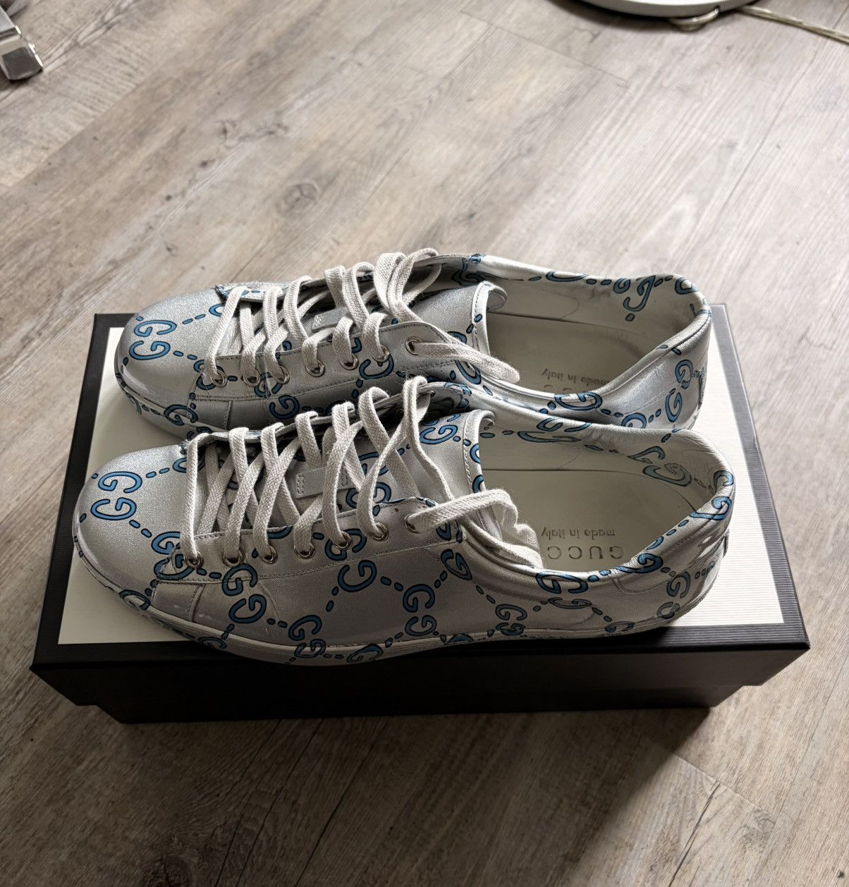 Gucci Ace Miro Rubber Waxed Sneakers Sz 10