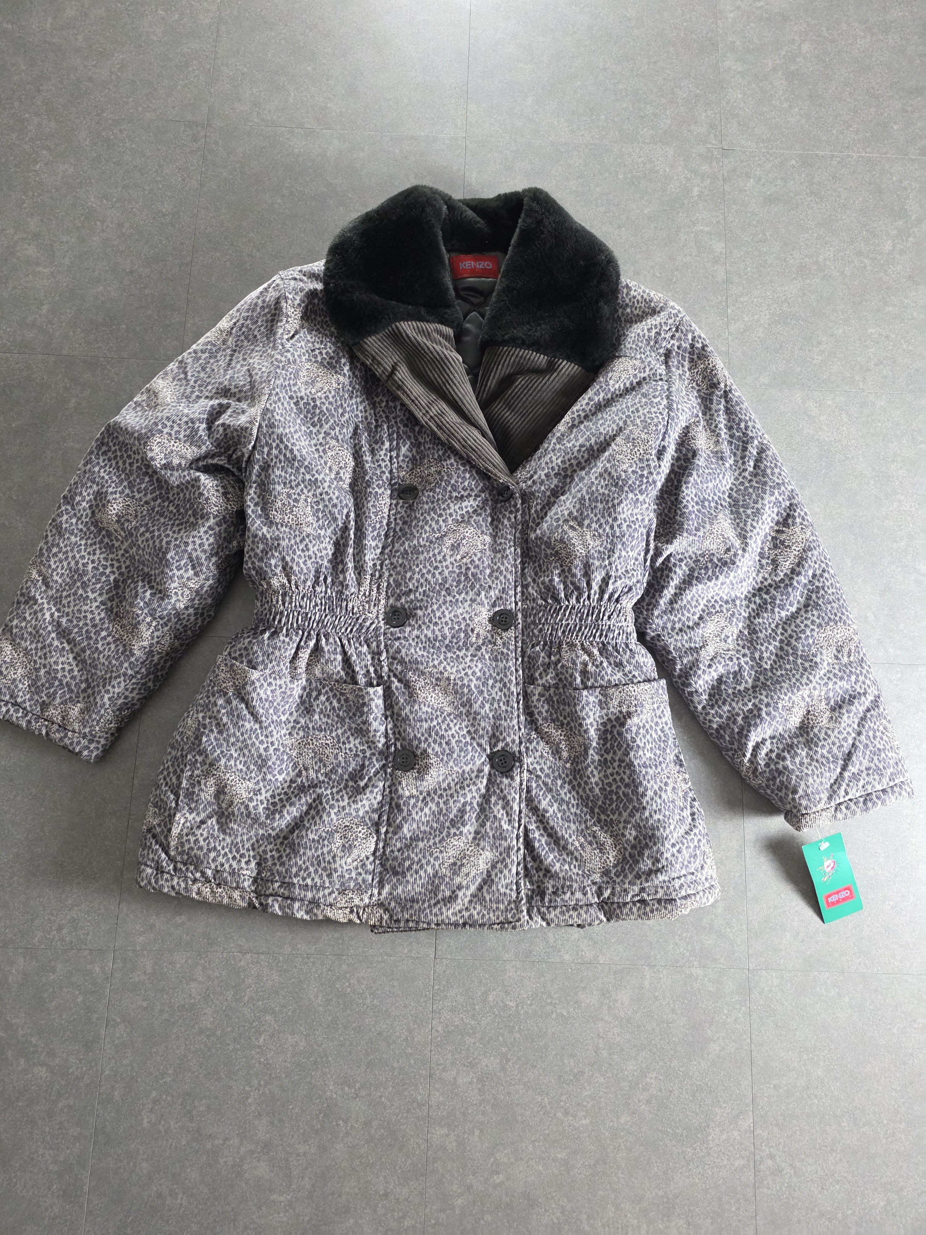 Kenzo Paris Giacca Vtg Animalier 90s Con Colletto Pelliccia