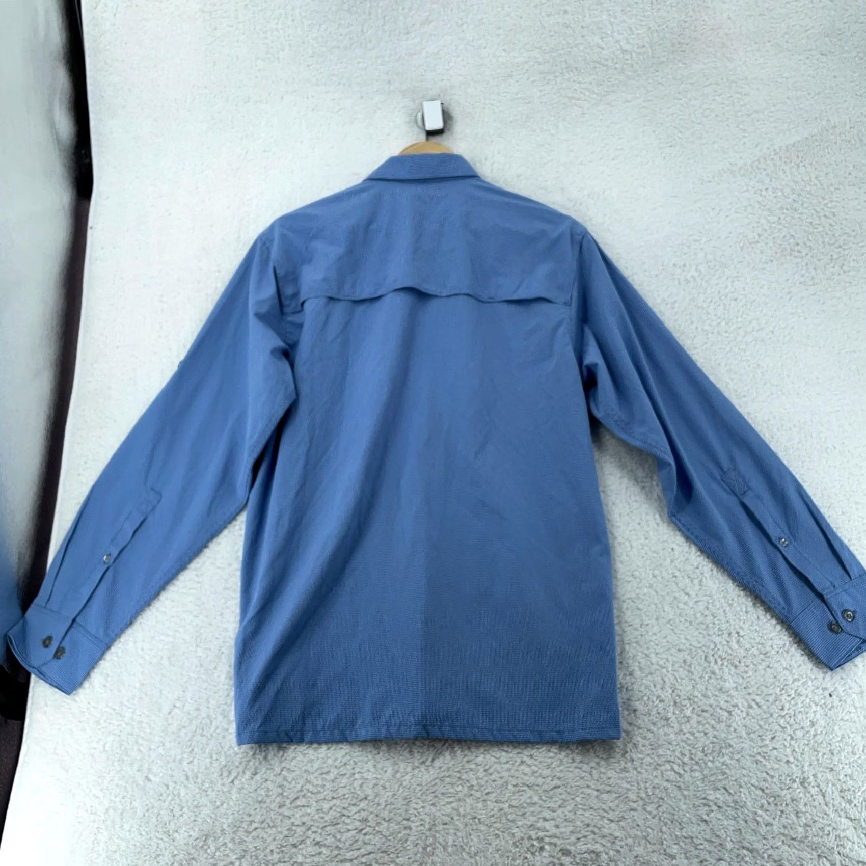Vintage World Wide Sportsman Shirt Mens M Blue Nylon Polyester Button-Up Collared UPF 50 Casual Breathable Pockets Long Sleeve Size US M / EU 48-50 / 2 - 3 Thumbnail