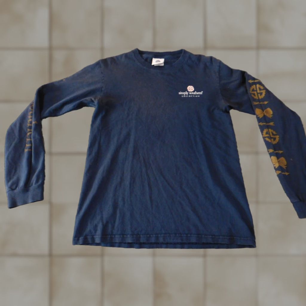 Vintage Simply Southern Mens Shirt Small blue owl graphic long sleeve Crew Neck Logo Stretch Cotton Spandex Regular Size US S / EU 44-46 / 1 - 1 Thumbnail