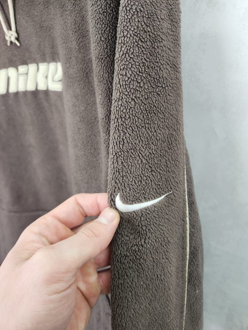 Nike Vintage Nike Fleece Sherpa Brown Hoodie Swoosh Size US XL / EU 56 / 4 - 7 Thumbnail