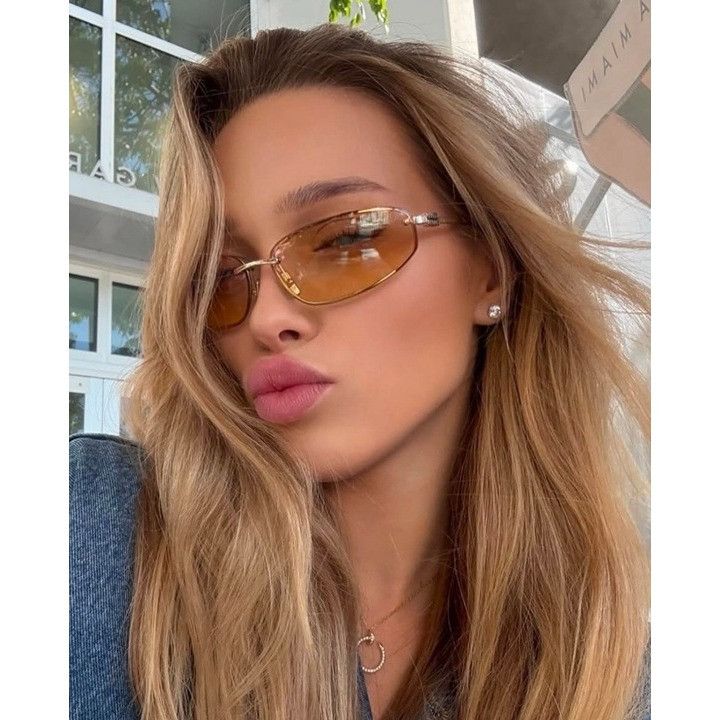 Miu Miu Miu Miu MUA50S ZVN30C Sunglasses Gold Rectangle Frame Size ONE SIZE - 3 Thumbnail