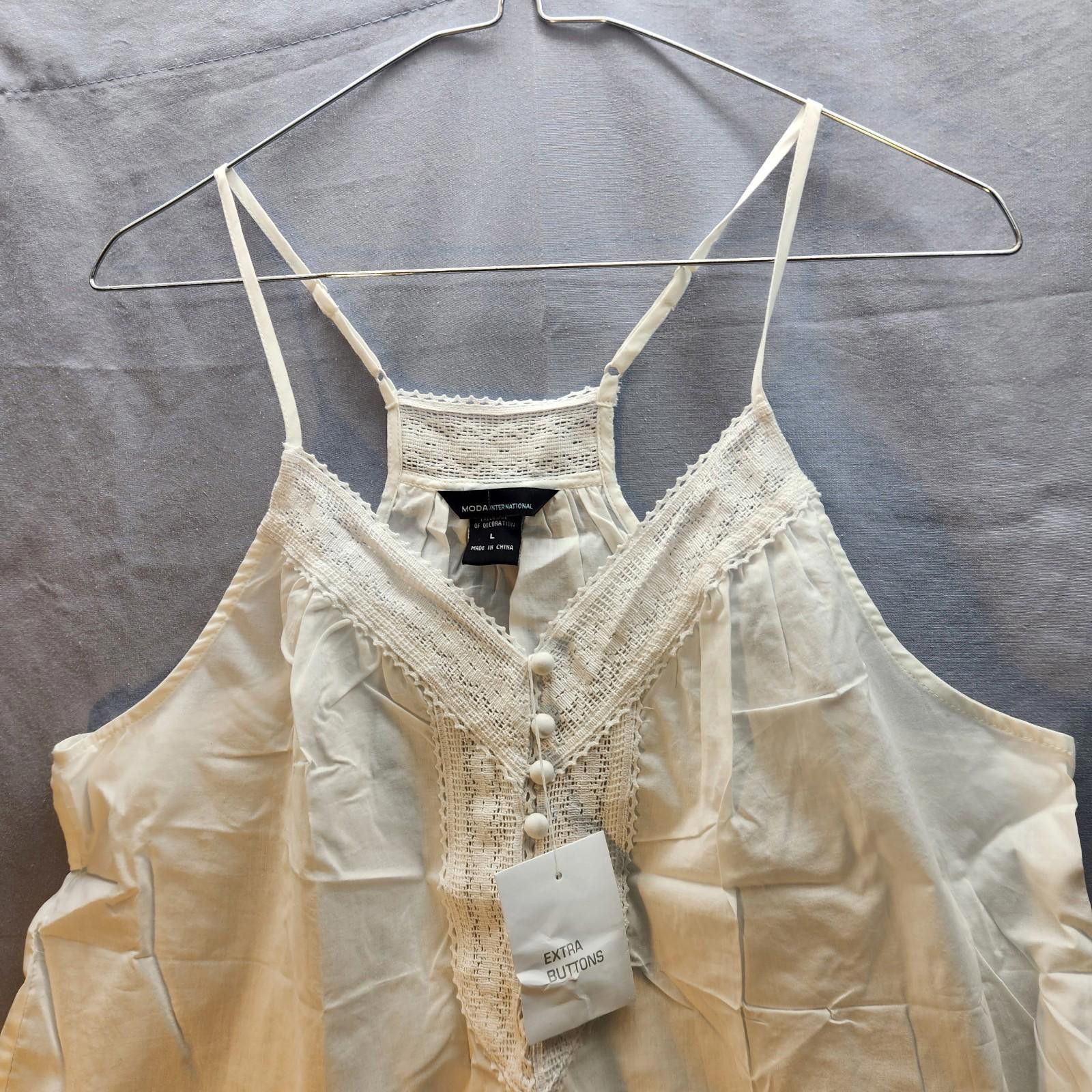 Club Monaco Moda International Lace Accented Tank White Size Large NWT Size L / US 10 / IT 46 - 2 Thumbnail