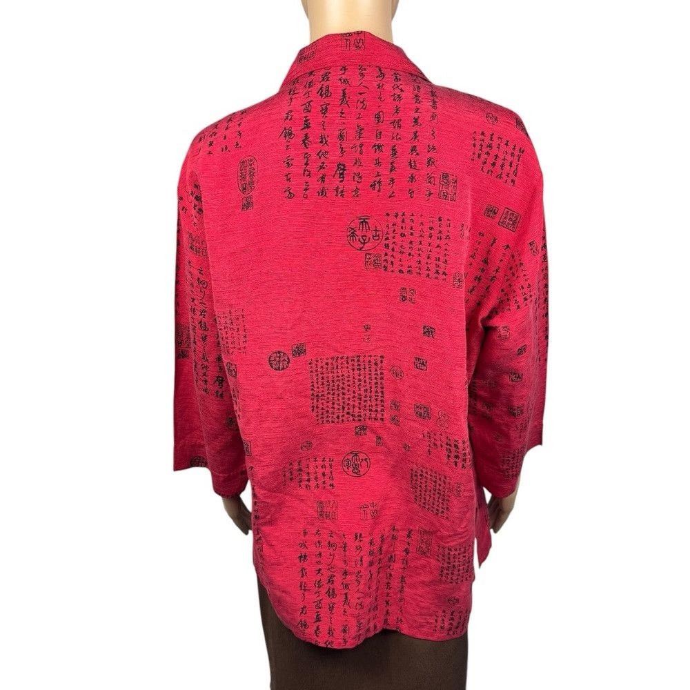 Chicos Chico's Design Silk Linen Red Shirt Size 2 US L Size L / US 10 / IT 46 - 4 Thumbnail