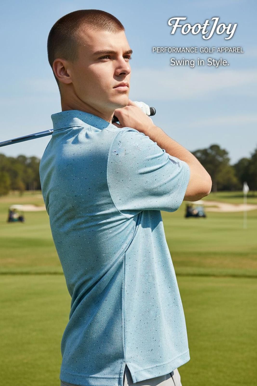 Footjoy FootJoy Men's Performance Golf Polo Shirt Light Blue Size US M / EU 48-50 / 2 - 2 Thumbnail