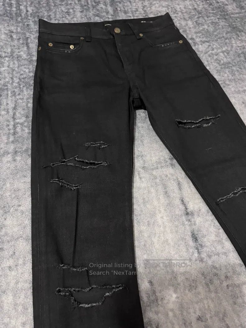 Saint Laurent Paris Saint Laurent Paris Coated waxed distressed denim pants Size US 29 - 4 Thumbnail