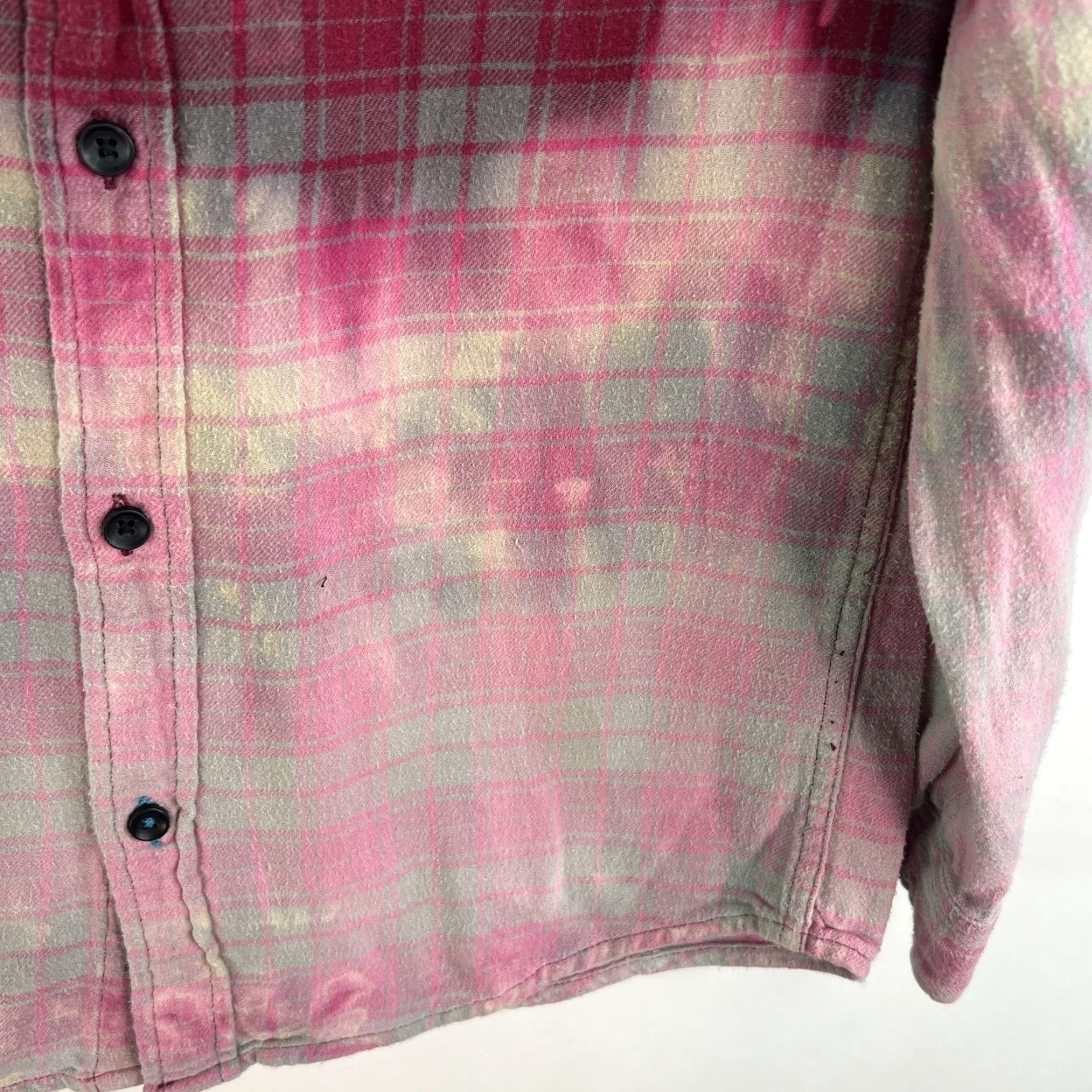 Vintage Be Different Be Nice Hand Bleached Flannel Sonoma Shirt Unisex Adults M Red Plaid Vintage No N/A Size M / US 6-8 / IT 42-44 - 3 Thumbnail
