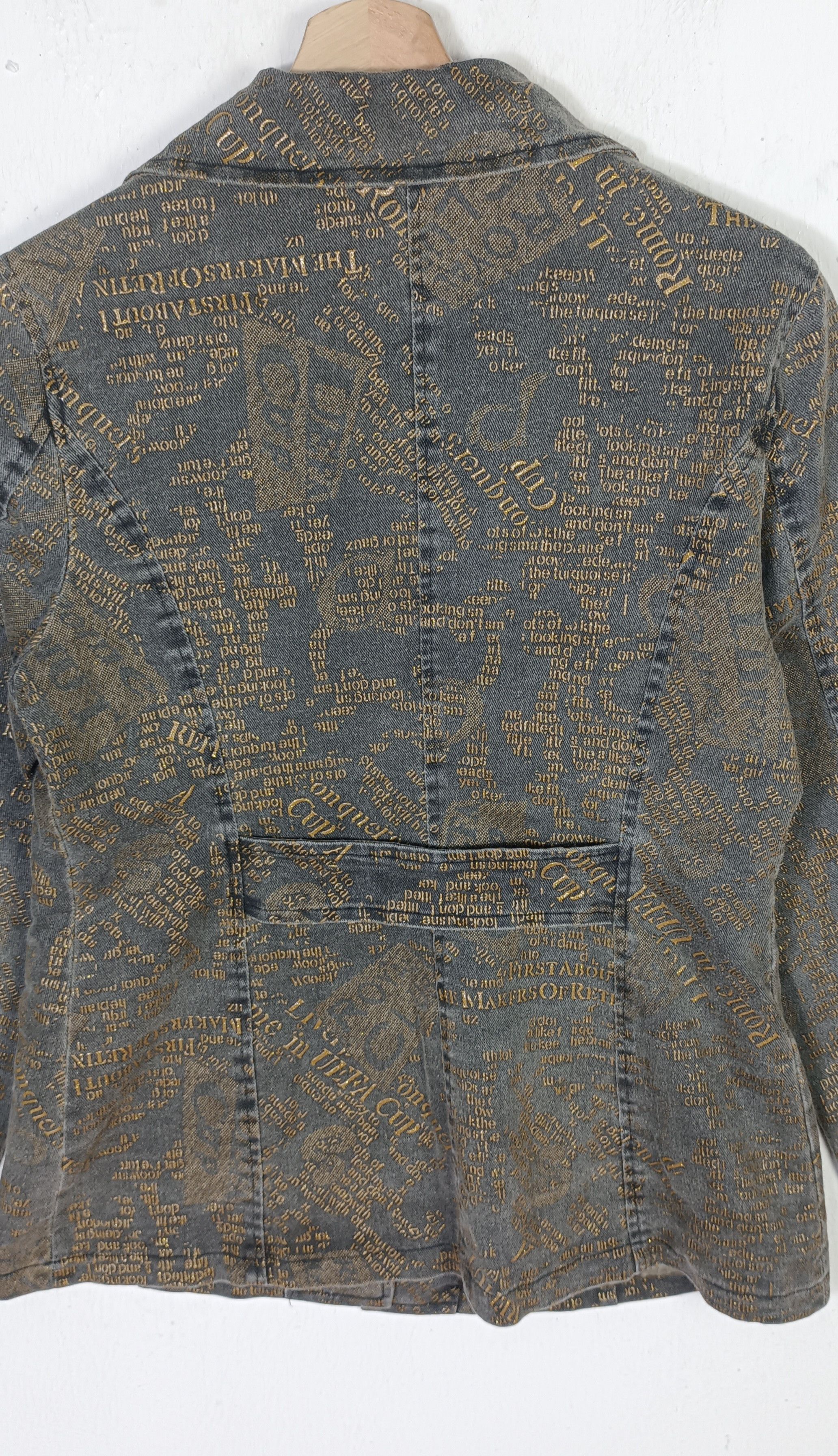 If Six Was Nine Vintage Ignition Various Word Double Breast Denim Jacket Size S / US 4 / IT 40 - 7 Thumbnail