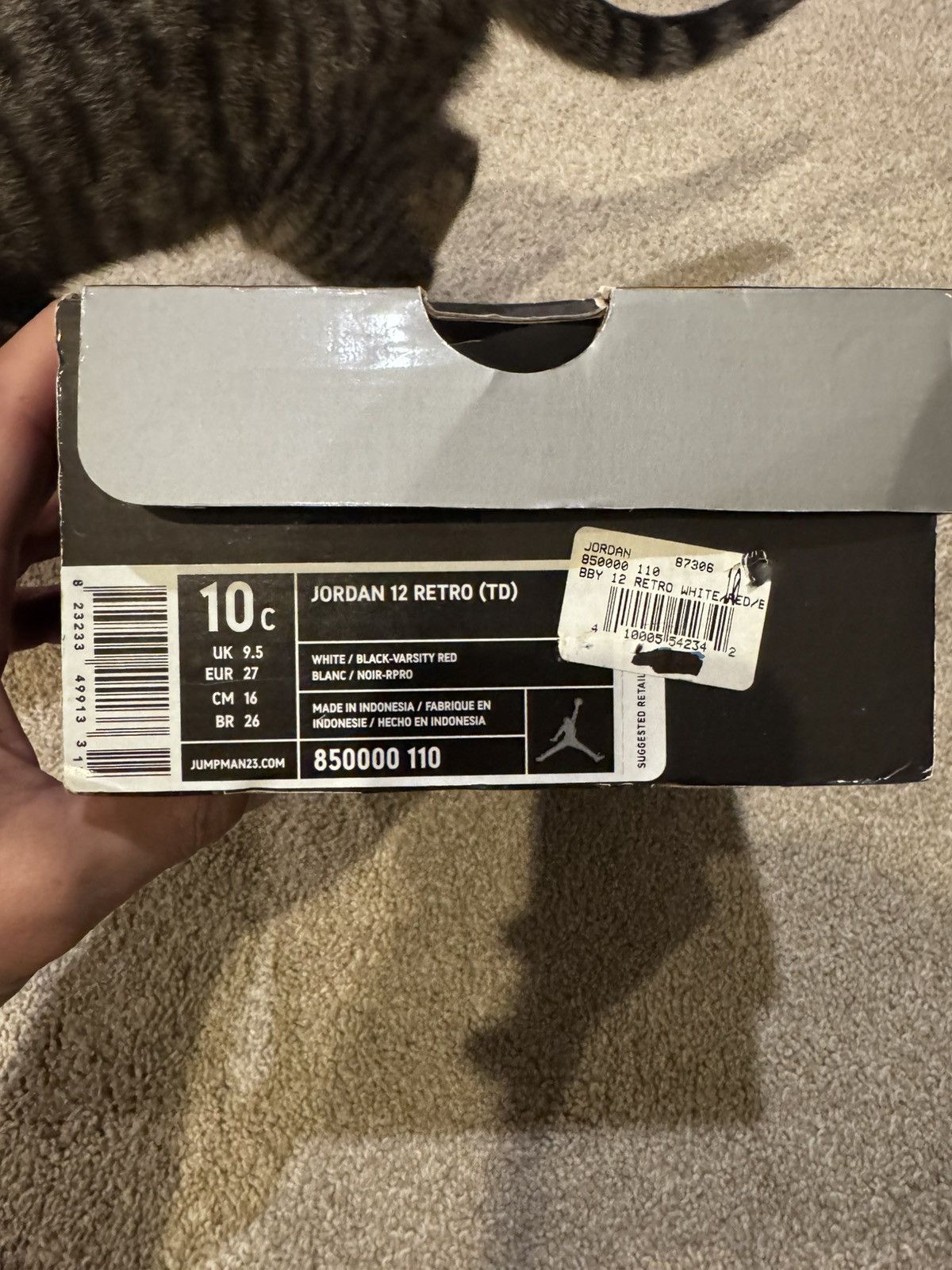 Jordan Brand Jordan 12 kids 10C white/red Size US 10 / EU 43 - 5 Thumbnail