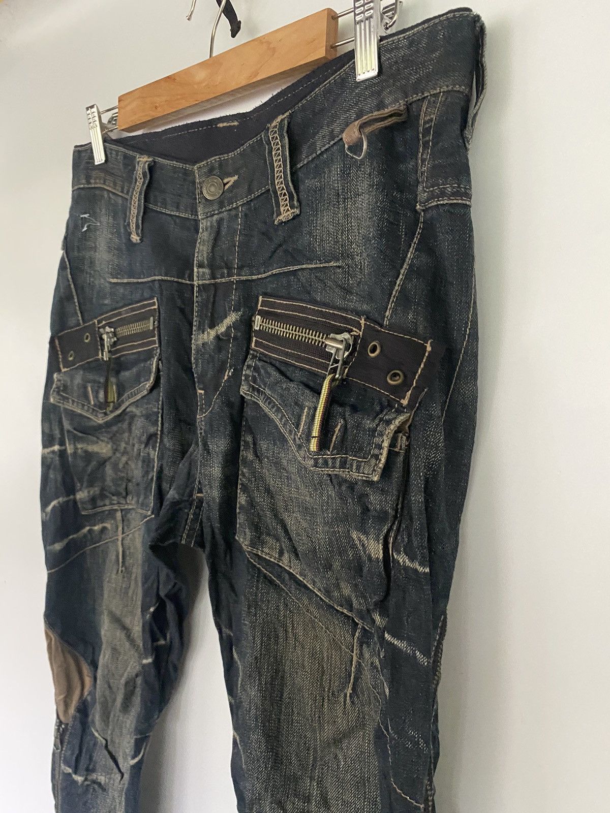 PPFM Japanese Brand PPFM Distressed Zippered Denim Jeans Pants Size US 32 / EU 48 - 6 Thumbnail