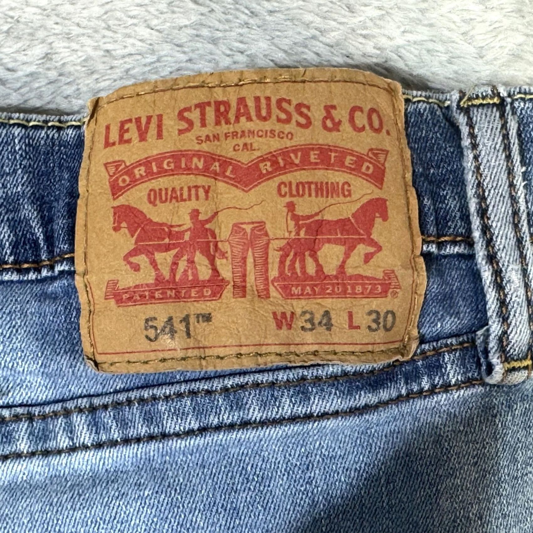 Levi's Levi's 541 Jeans Mens 34x29 Blue Light Wash Stretch Denim Tapered Athletic Regular 5-Pocket Size US 34 / EU 50 - 4 Thumbnail