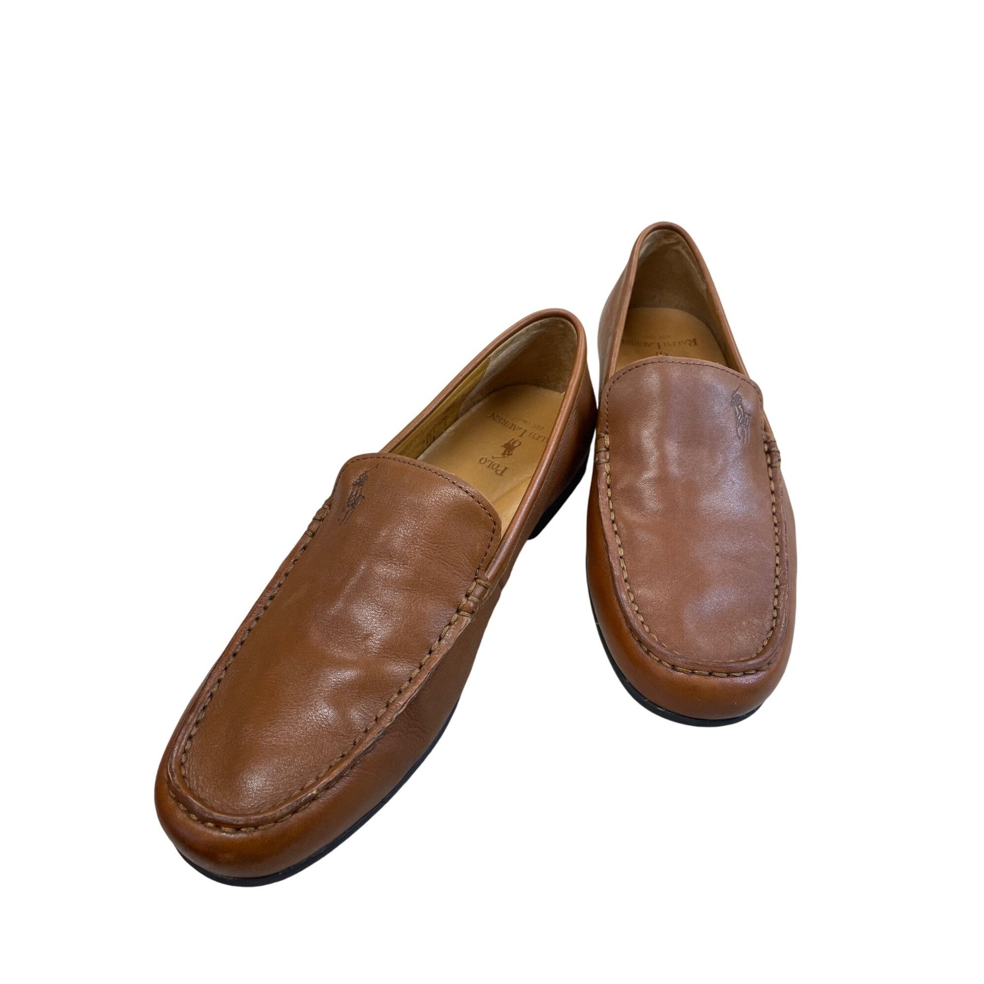 Polo Ralph Lauren Polo Ralph Lauren Allon Mens Brown Leather Slip-On Loafers S Size US 7.5 / EU 40-41 - 14 Thumbnail