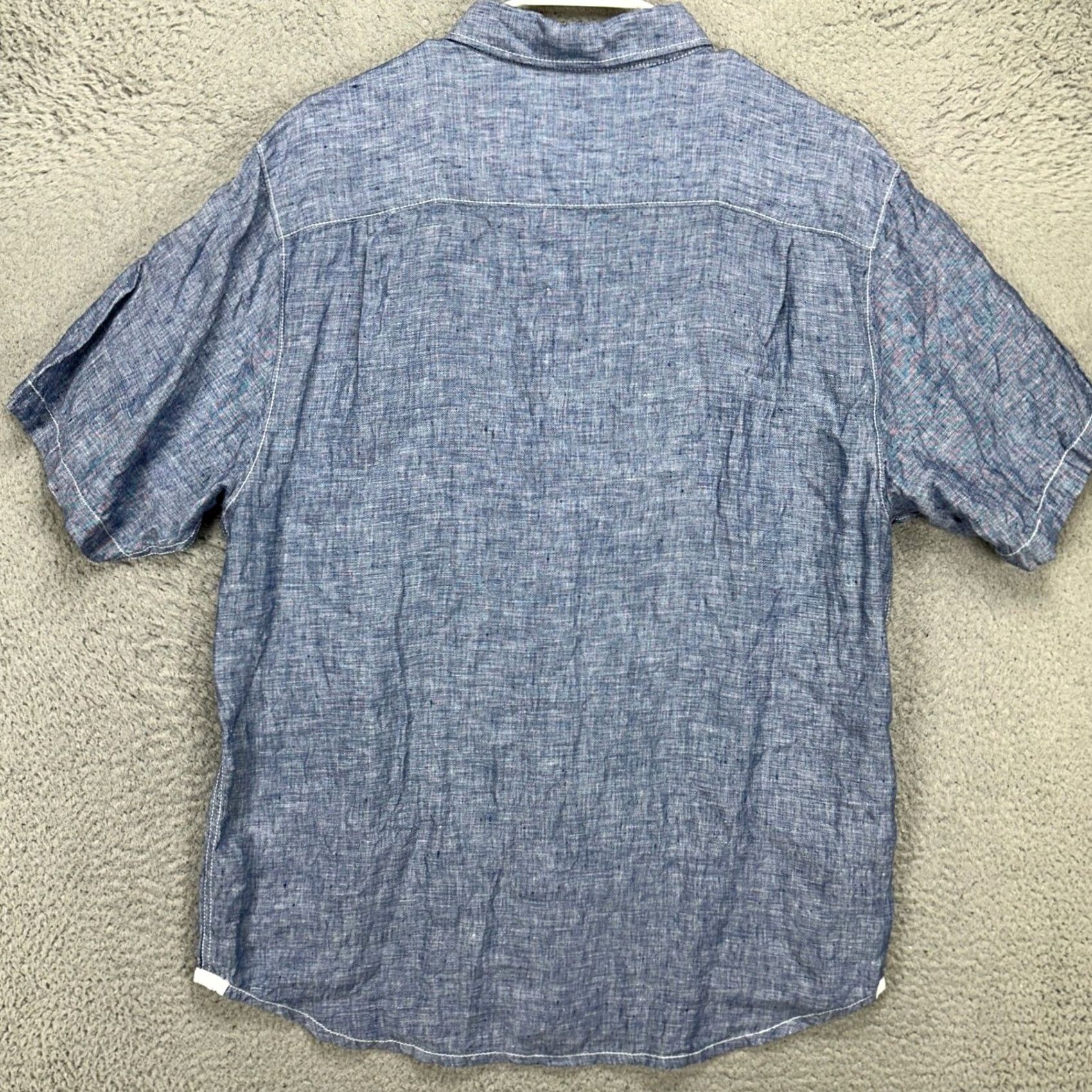 Tommy Bahama Tommy Bahama Button Up Shirt Mens Large Blue Short Sleeve Linen Pocket Logo 100% Linen Shirt Button-Up Casual Breathable Vel Size US L / EU 52-54 / 3 - 3 Thumbnail