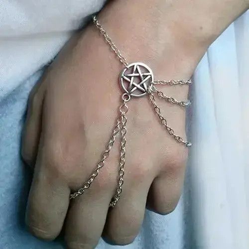 Other Bracelet Chain Pentagram Gothic Chrome Style Punk Grunge Size ONE SIZE - 2 Thumbnail