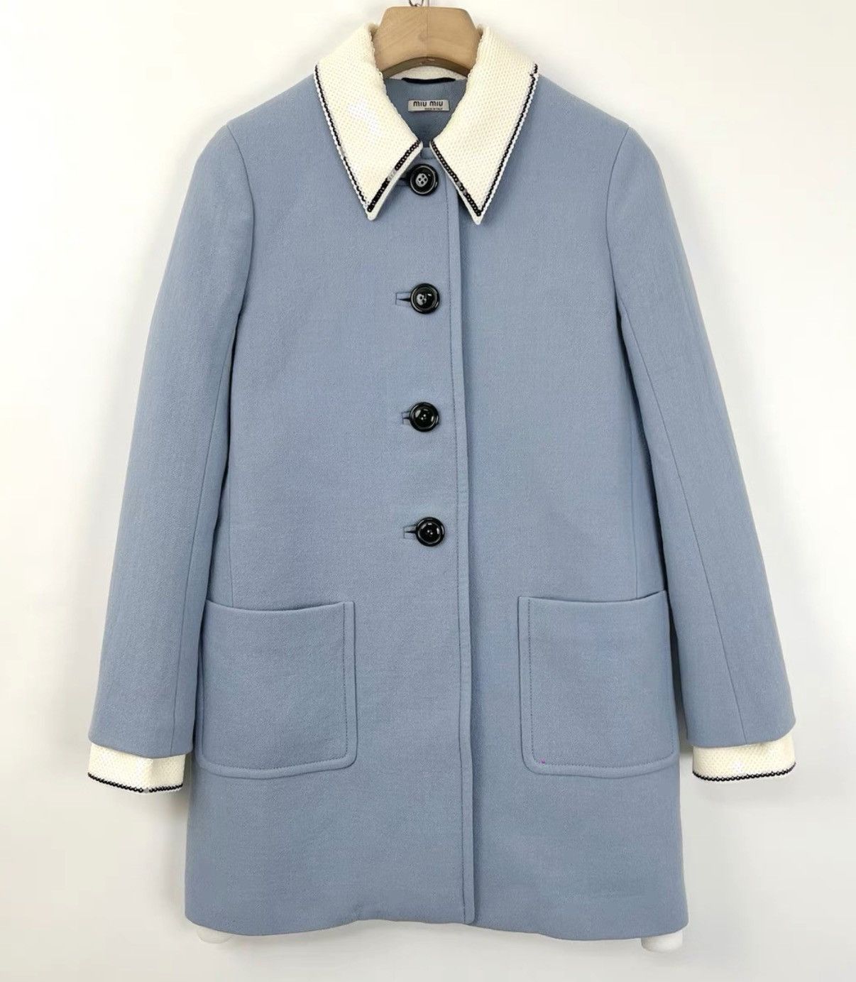 Miu Miu Miu Miu blue heavy embellished sequin lapel jacket K12 Size S / US 4 / IT 40 - 1 Thumbnail