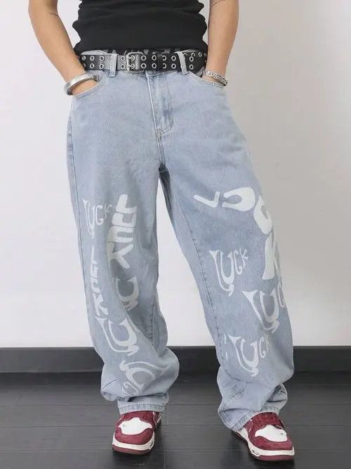 Jean Kirari x Airi Skater Print Denim Jeans Straight Leg Size US 32 / EU 48 - 7 Thumbnail