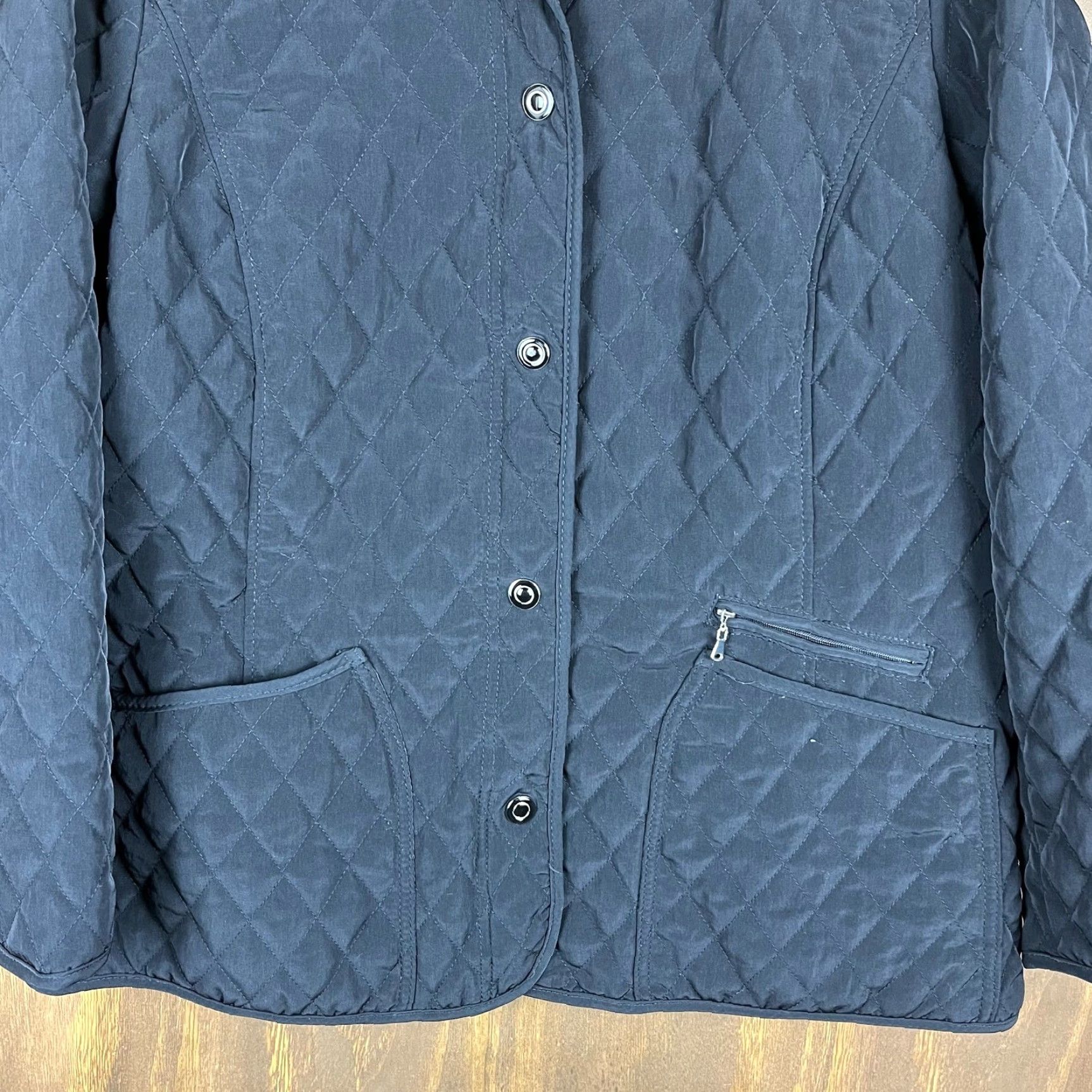 Vintage Gallery Womens Jacket Black Quilted Snap Button Filled Lined Collared 14/16 Size XL / US 12-14 / IT 48-50 - 5 Thumbnail